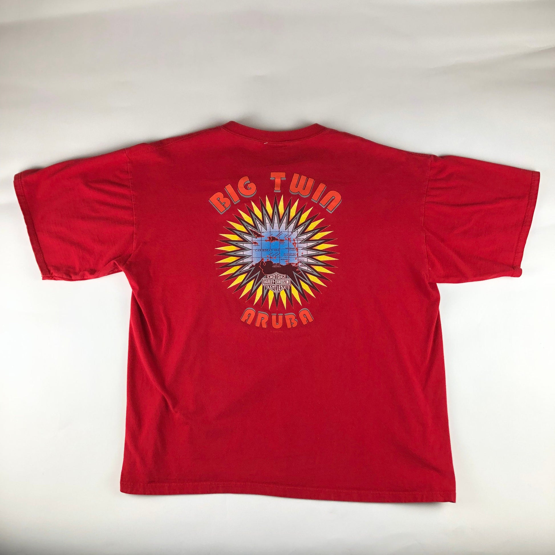 2000s Harley Davidson Bar & Shield Logo Print Big Twin Aruba T-Shirt Size XL