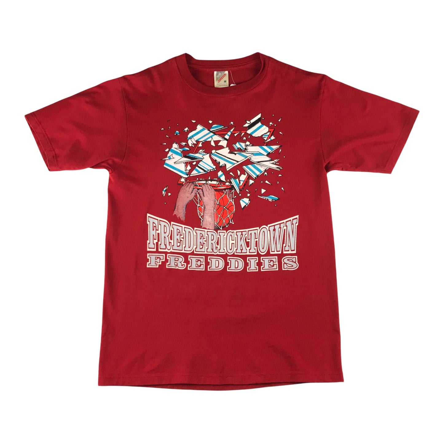 1990s Fredericktown Freddies Basketball Shattered Backboard T-Shirt Size S/M
