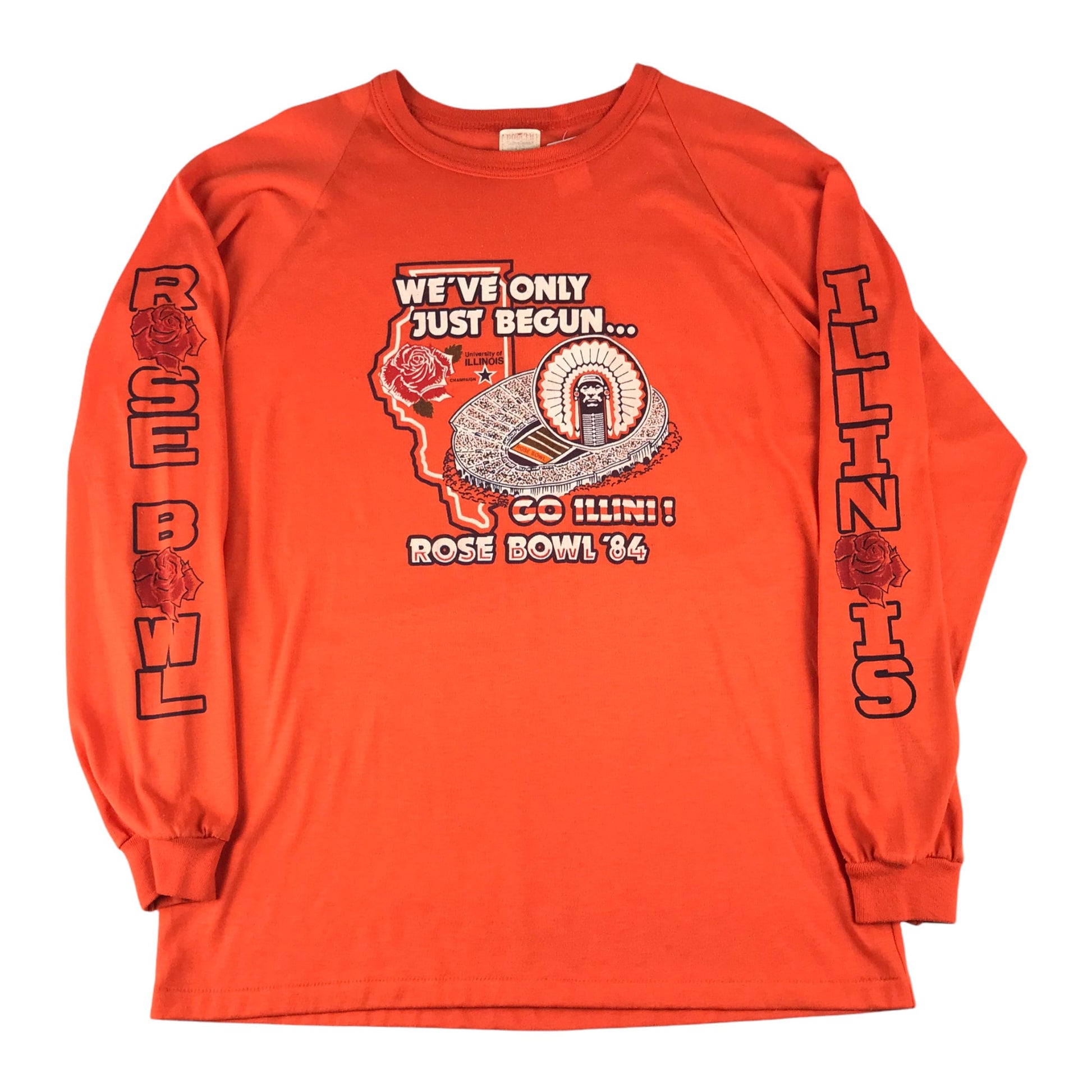 1980s 1984 University of Illinois College Football Rose Bowl Longsleeve T-Shirt Made in USA Size L
