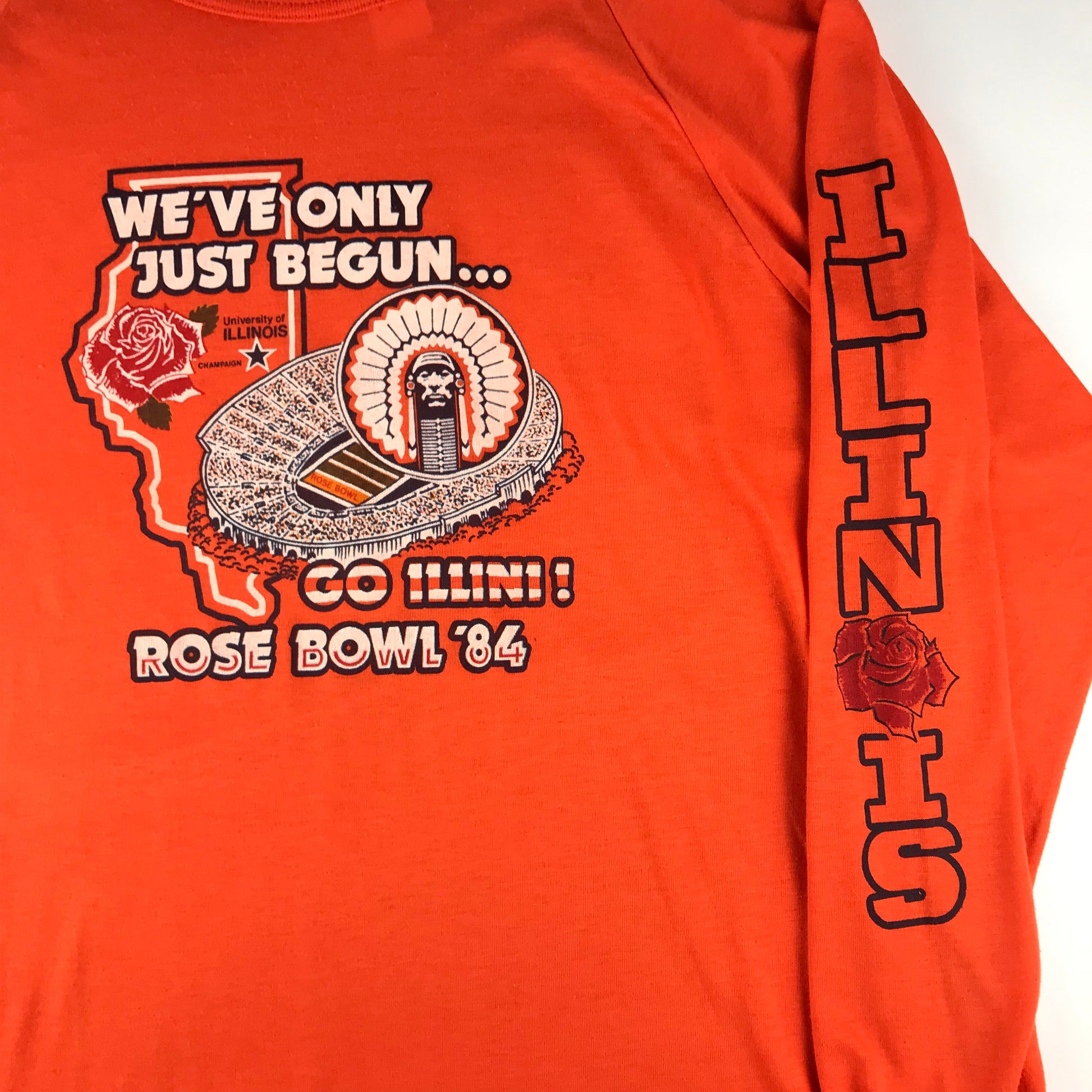 1980s 1984 University of Illinois College Football Rose Bowl Longsleeve T-Shirt Made in USA Size L