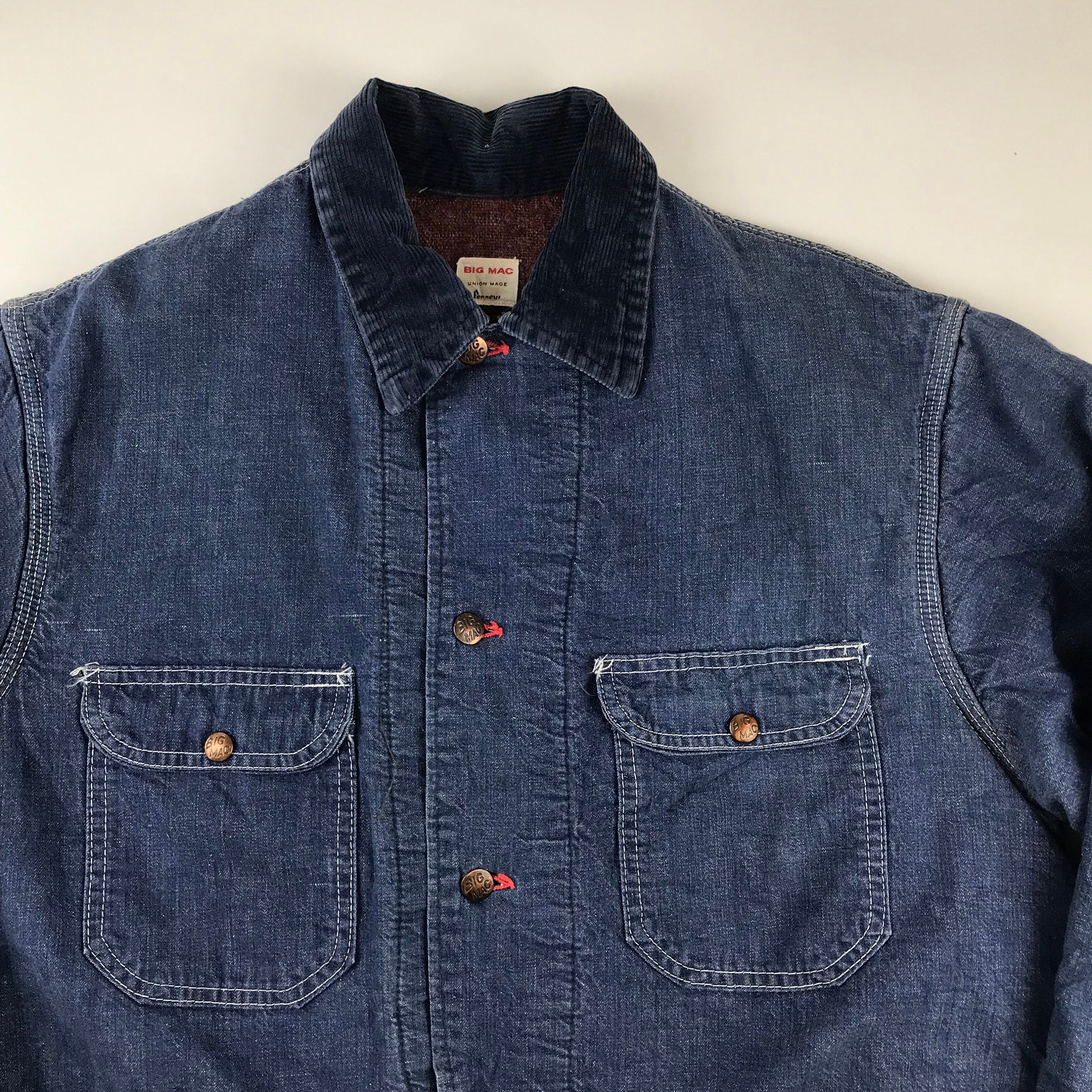 1960s Penneys Big Mac Blanket Lined Denim Chore Jacket Made in USA Size L