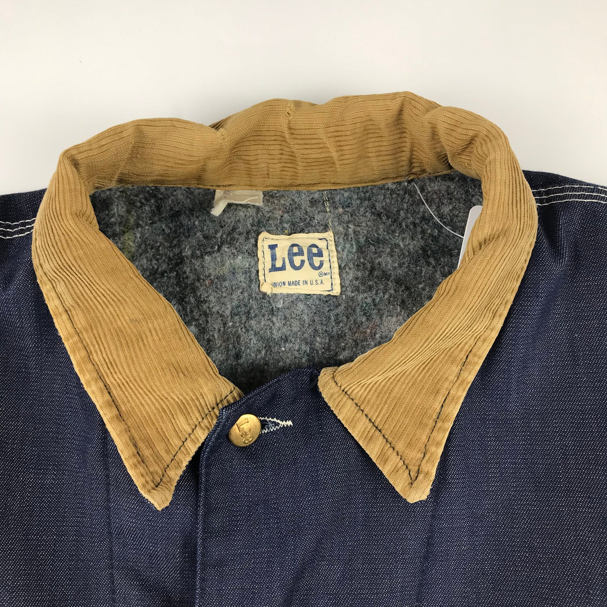 1970s Blanket Lined Lee Denim Chore Jacket Made in USA Size XXL/3XL