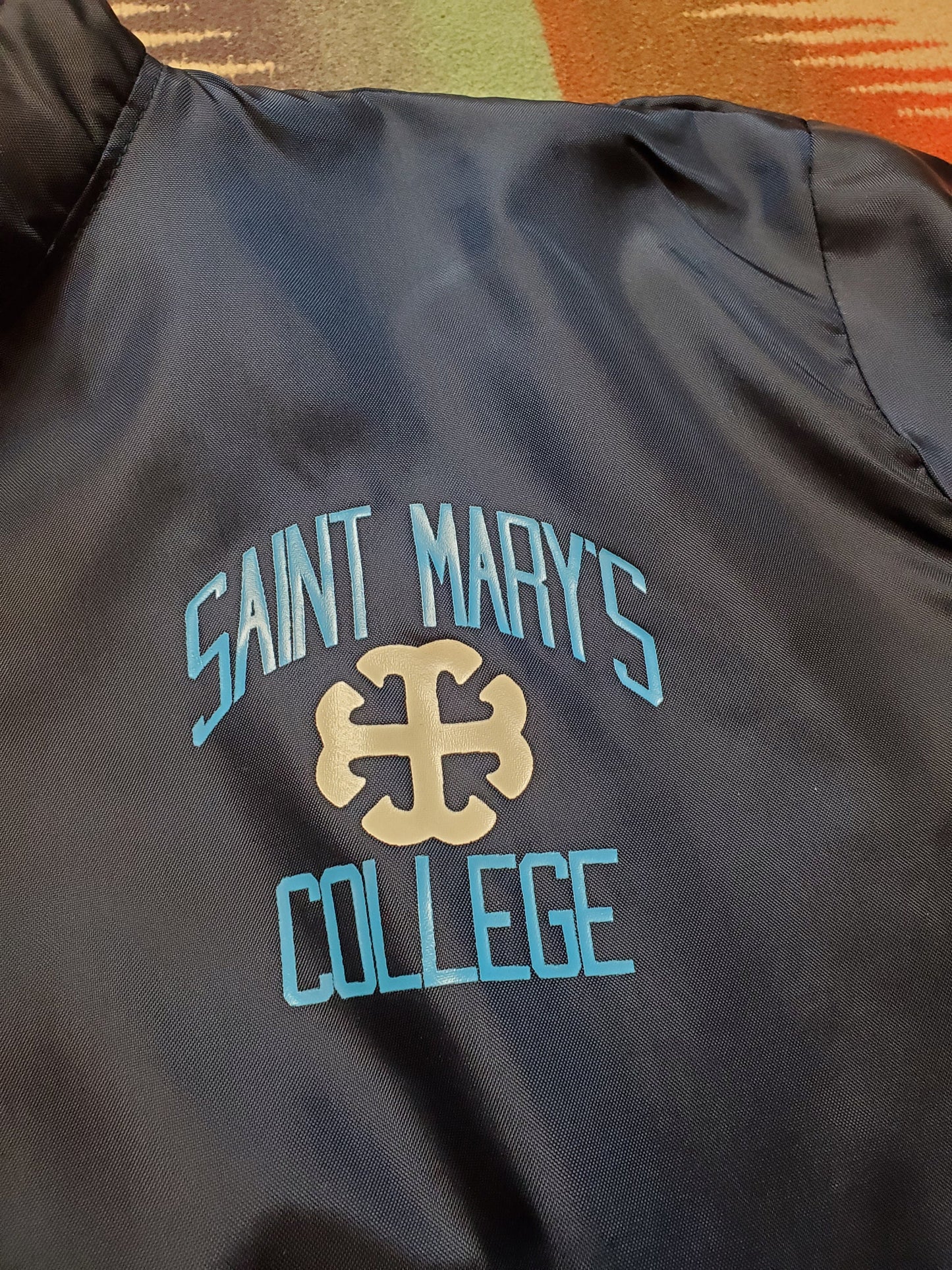 1980s St. Mary's College Notre Dame Track & Field Pullover Windbreaker Jacket Made in USA Size XXL