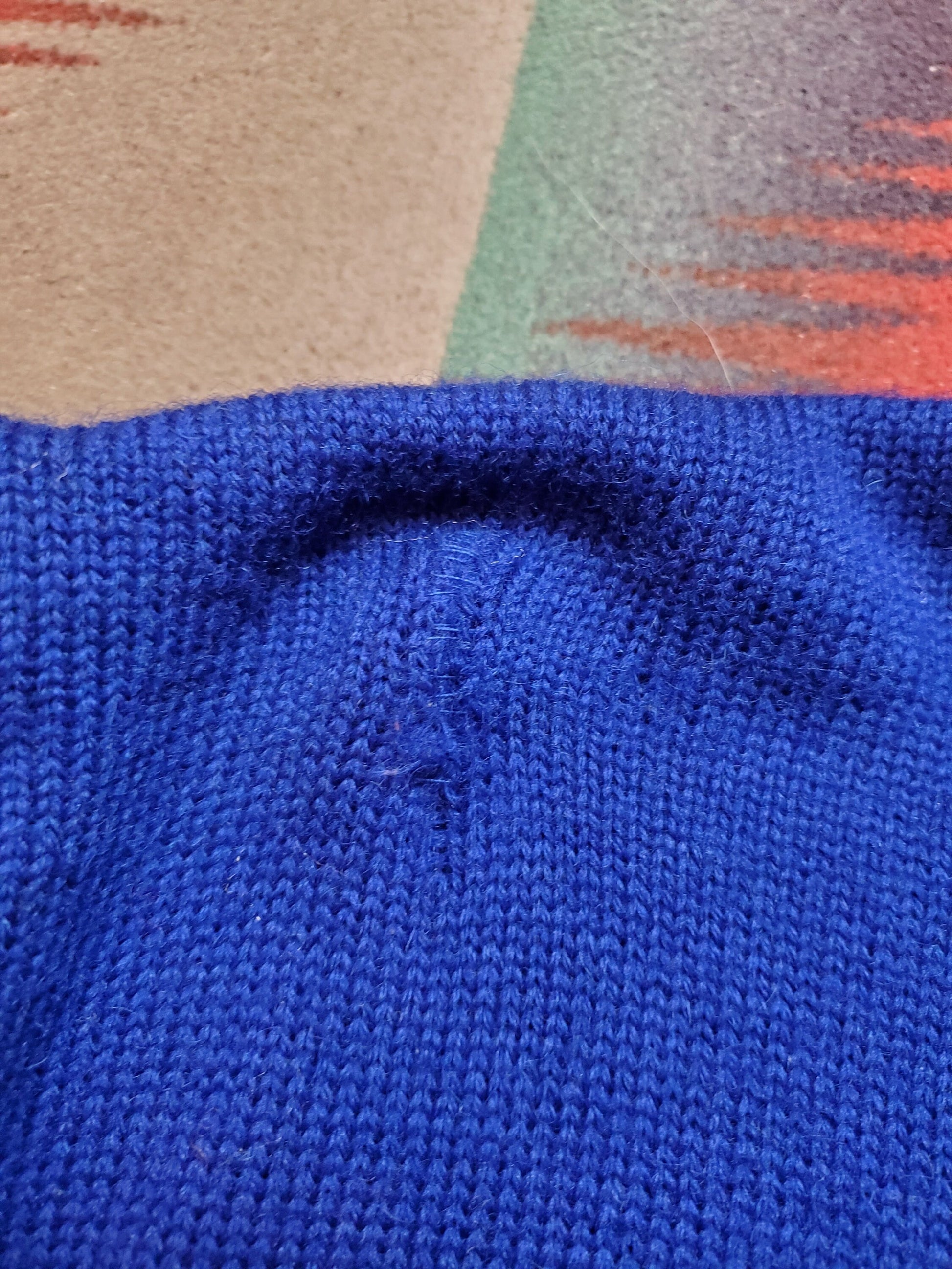 1940s/1950s Sand Knit Blue Varsity Cardigan Sweater Made in USA Size M/L