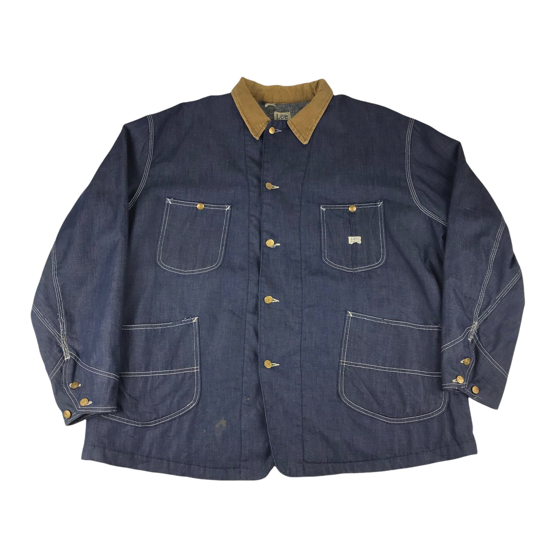 1970s Blanket Lined Lee Denim Chore Jacket Made in USA Size XXL/3XL