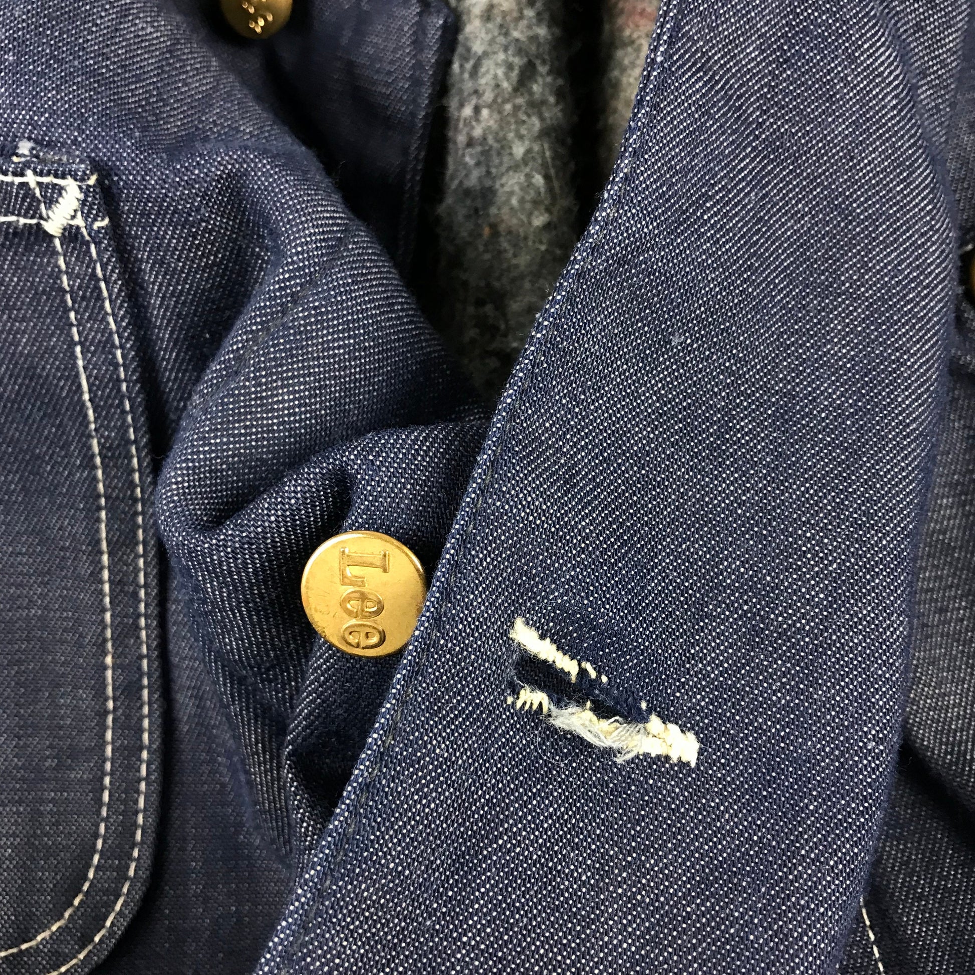 1970s Blanket Lined Lee Denim Chore Jacket Made in USA Size XXL/3XL