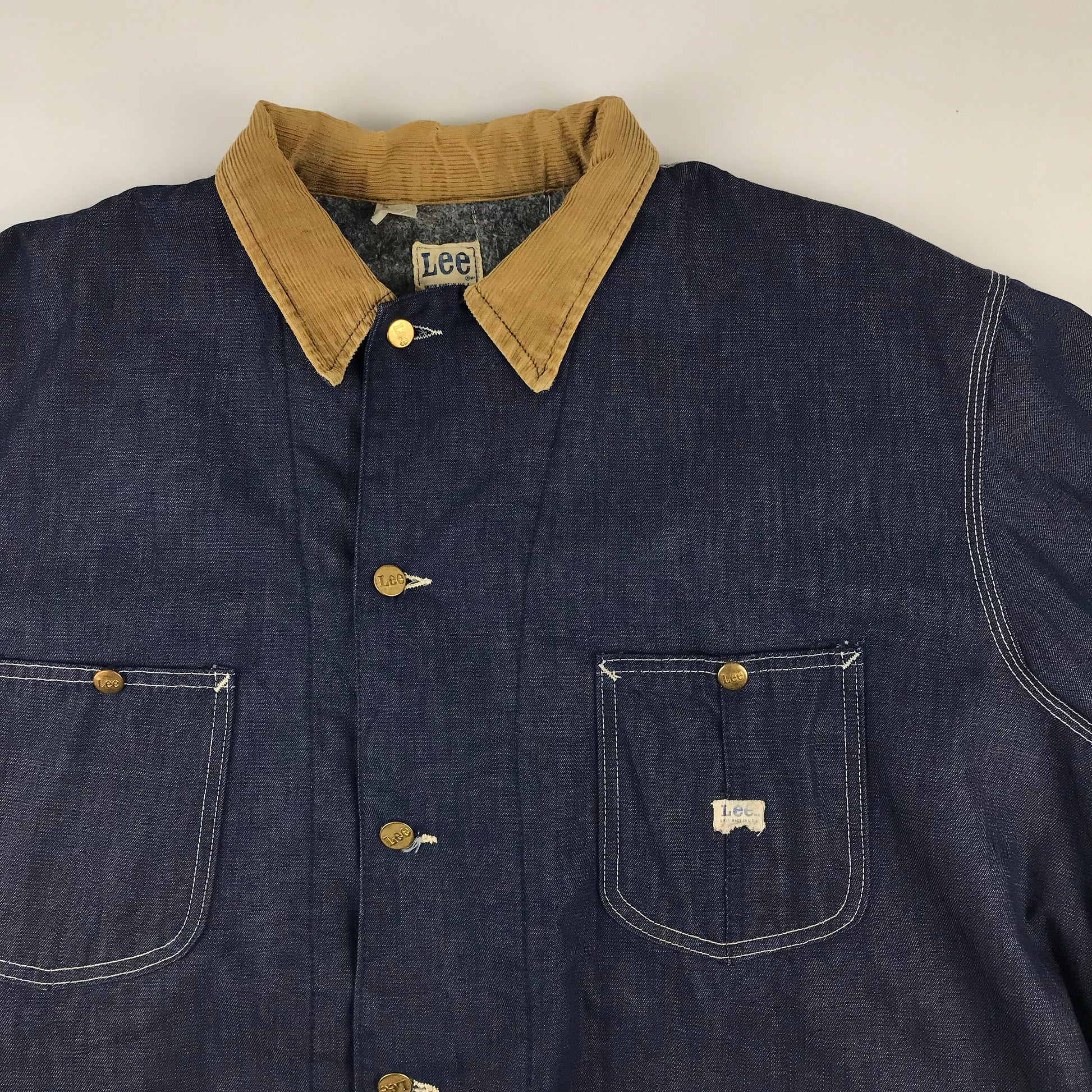 1970s Blanket Lined Lee Denim Chore Jacket Made in USA Size XXL/3XL