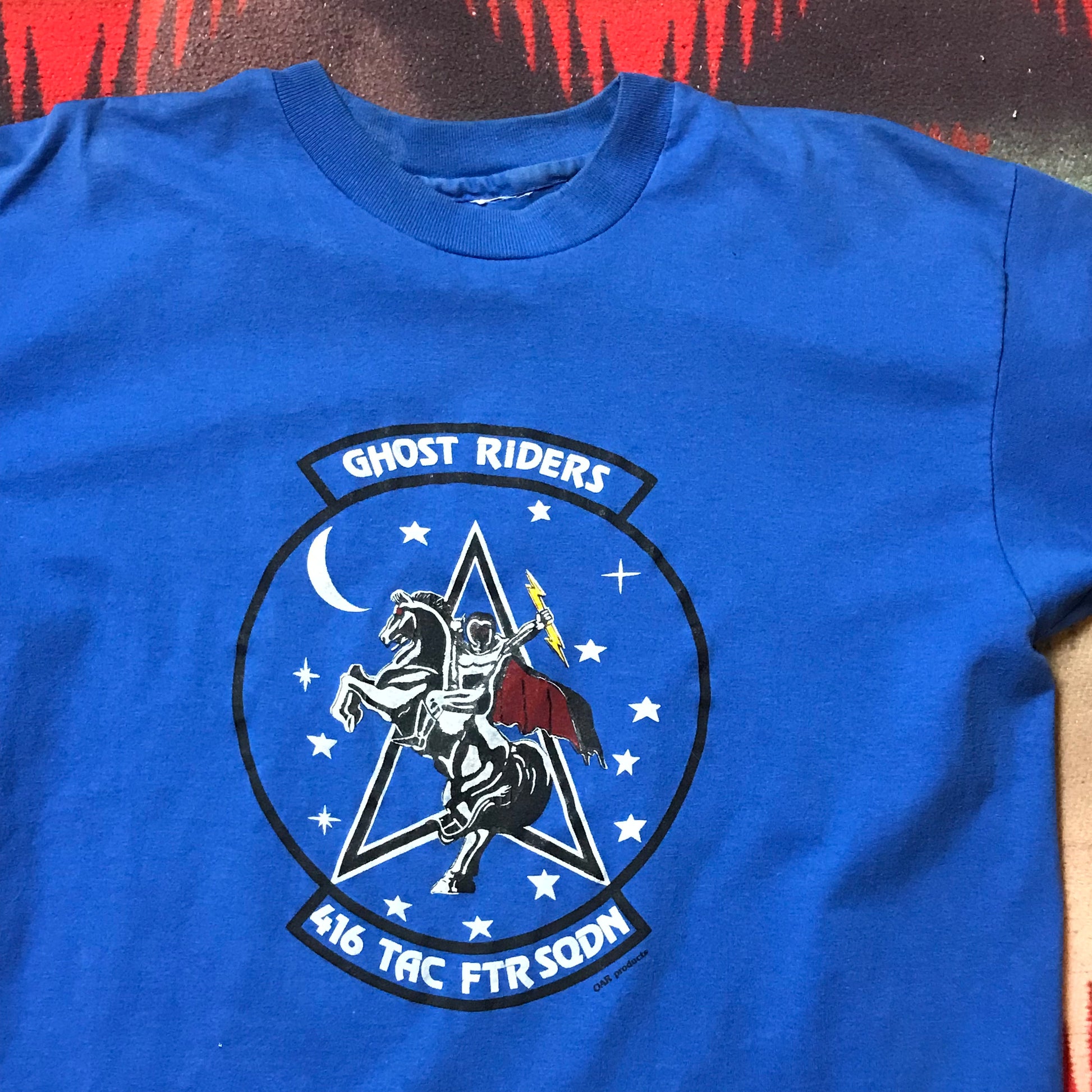 1980s/1990s USAF 416th Tactical Fighter Squadron Ghost Riders T-Shirt Size S/M
