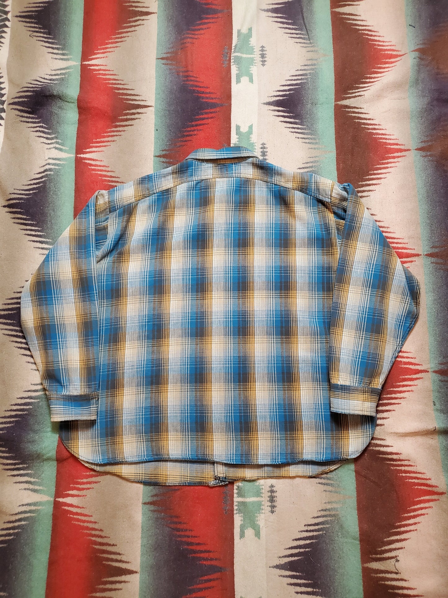 1960s Big Yank Plaid Cotton Flannel Shirt Made in USA Size XL
