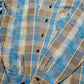 1970s Blue Plaid Cotton Flannel Shirt Size L/XL