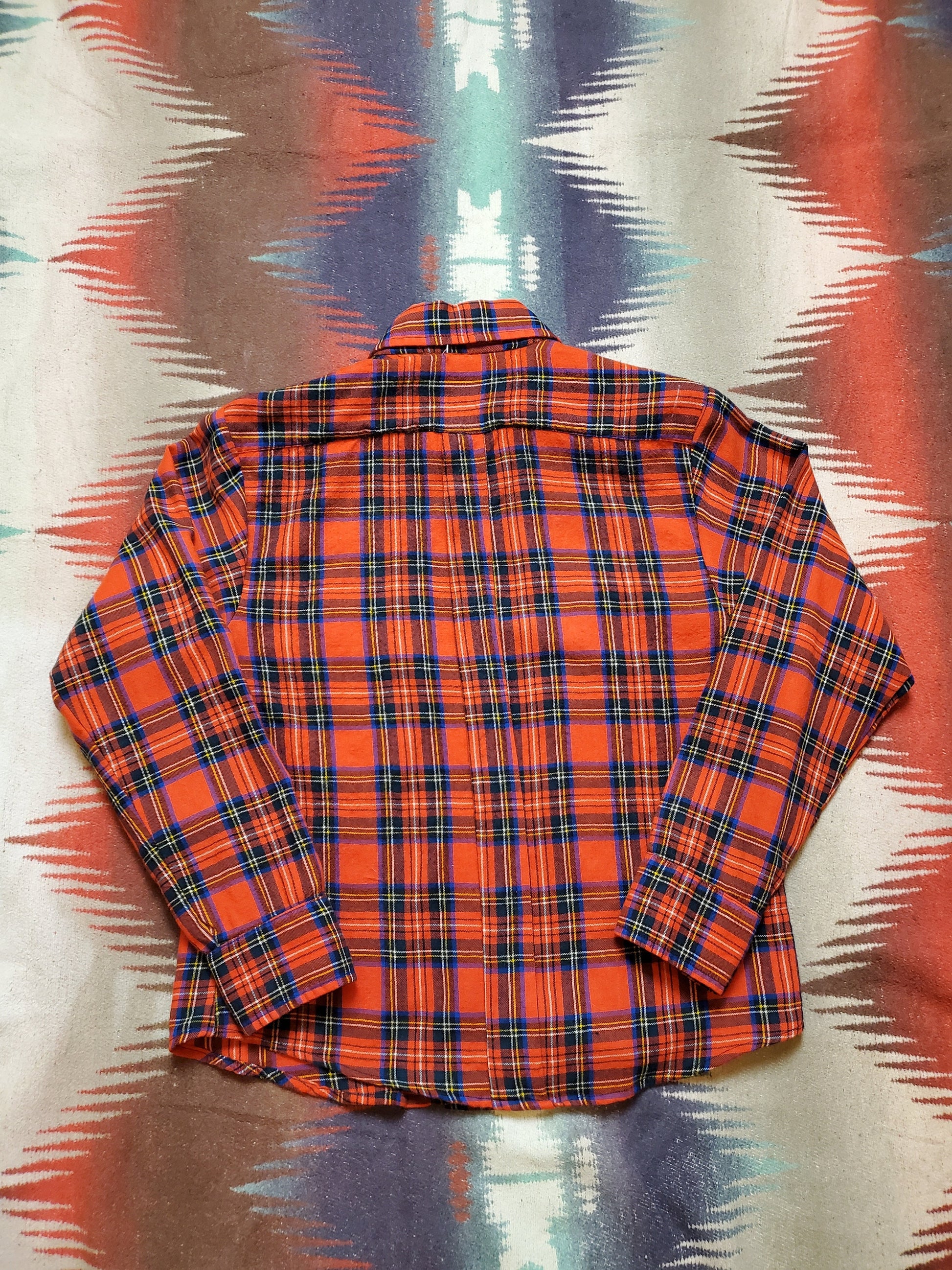 1980s/1990s Viyella Red Plaid Flannel Shirt Size S/M
