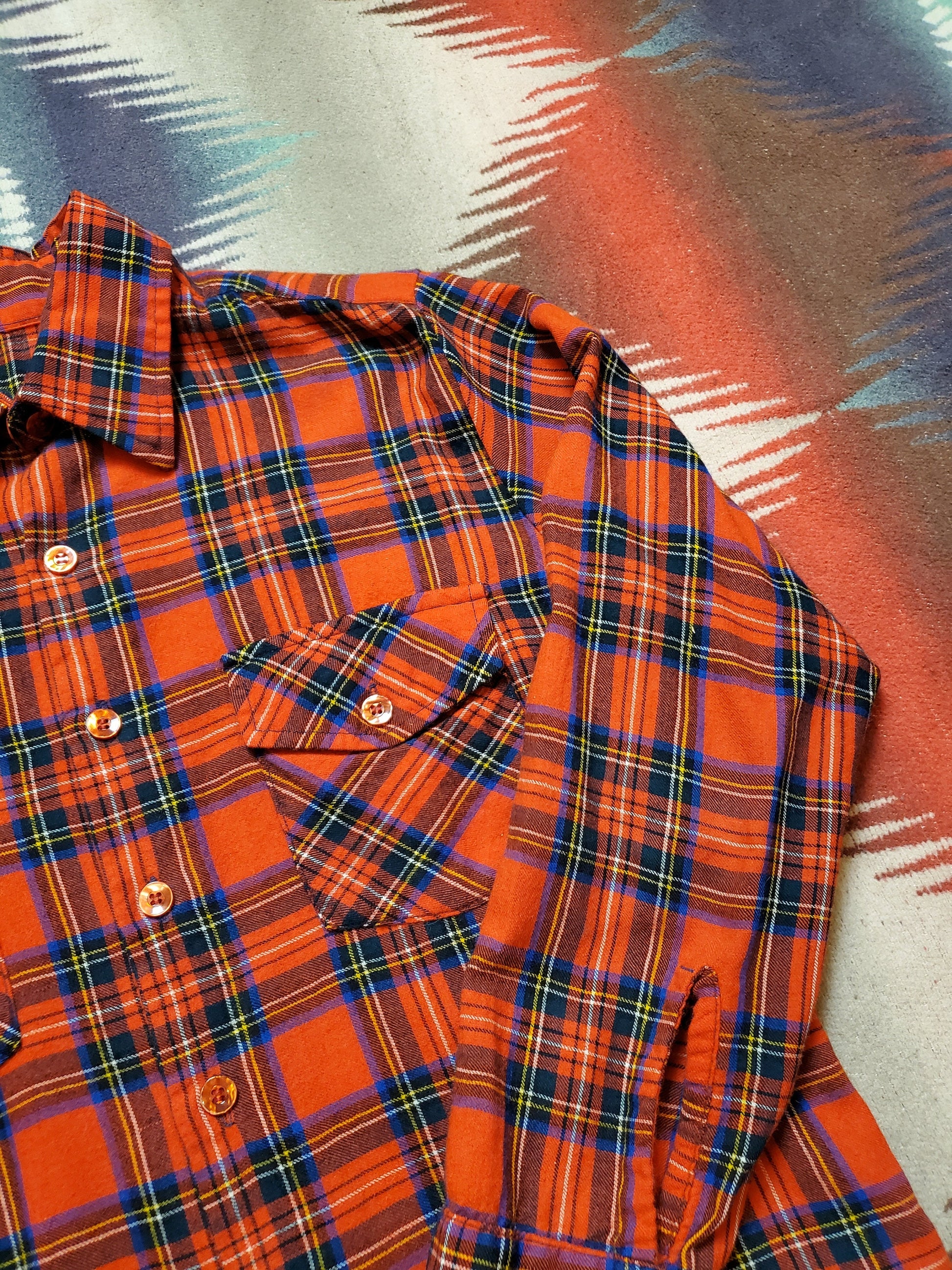 1980s/1990s Viyella Red Plaid Flannel Shirt Size S/M
