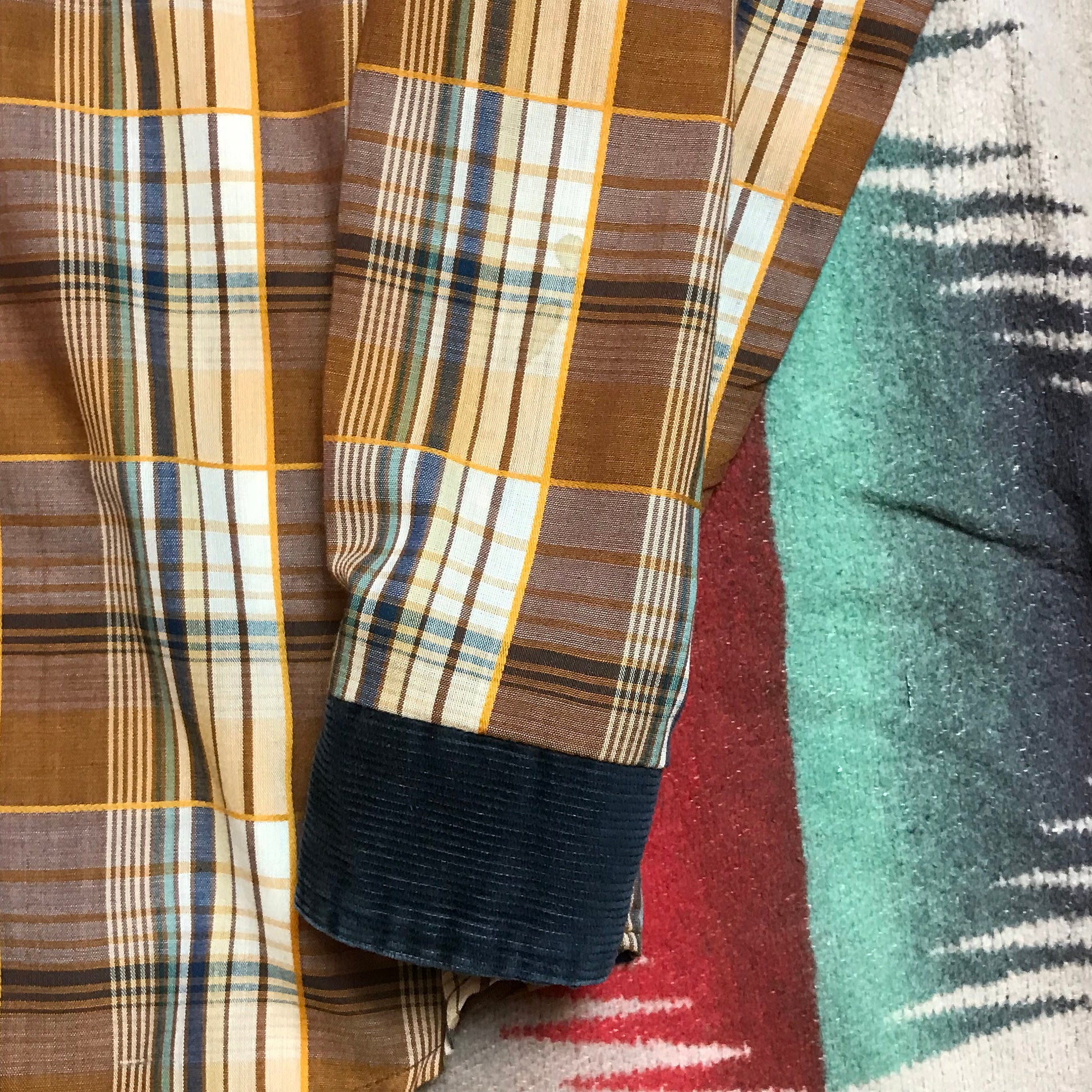 1970s/1980s LAX Western Shirt with Corduroy Accent Made in USA Size S/M