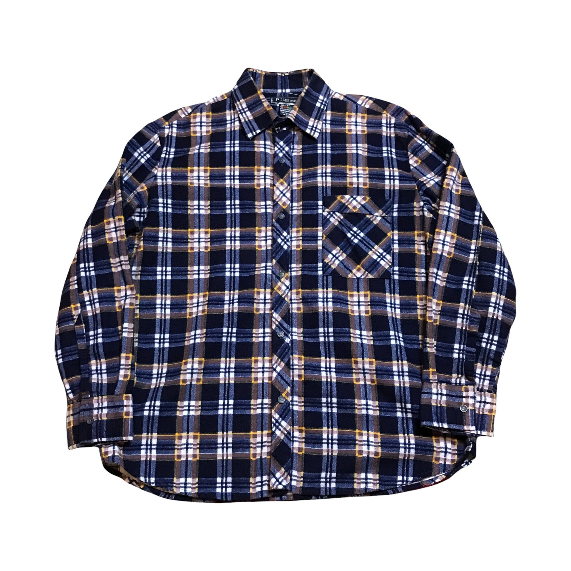 1980s Palermo Printed Cotton Flannel Shirt Size L