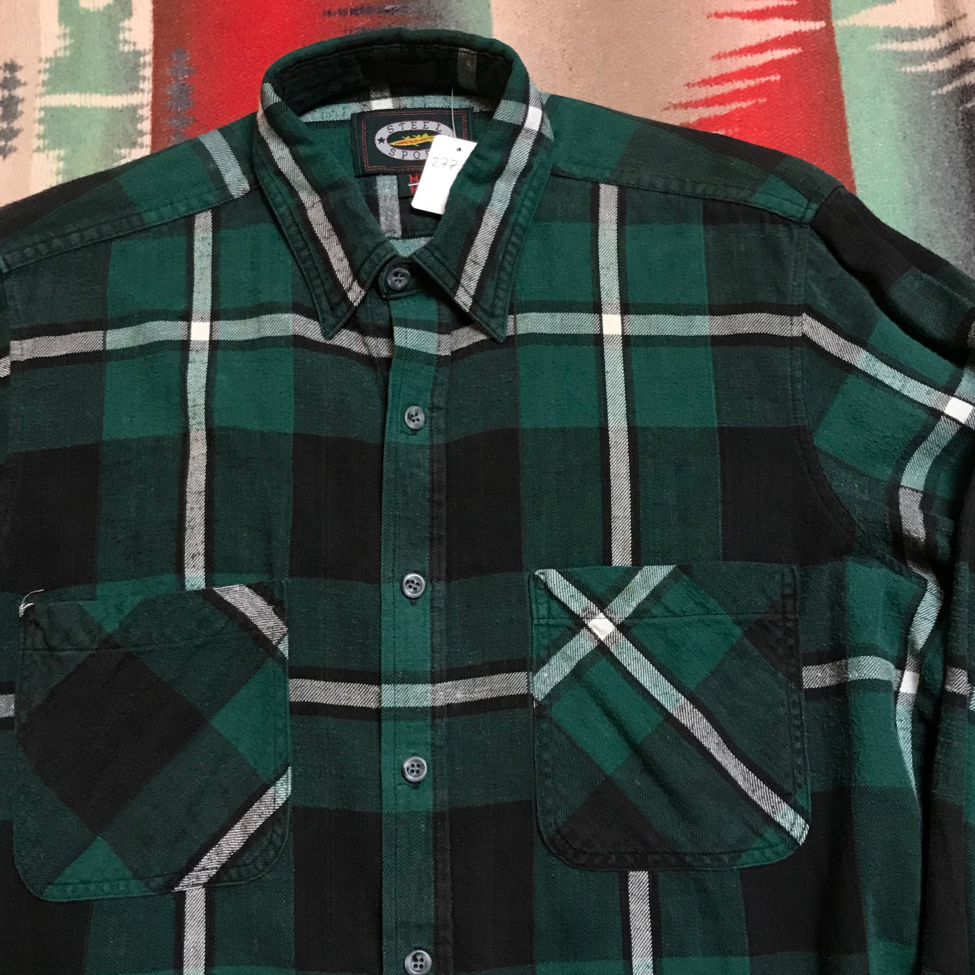 1990s Steel Sport Flannel Shirt Size M/L