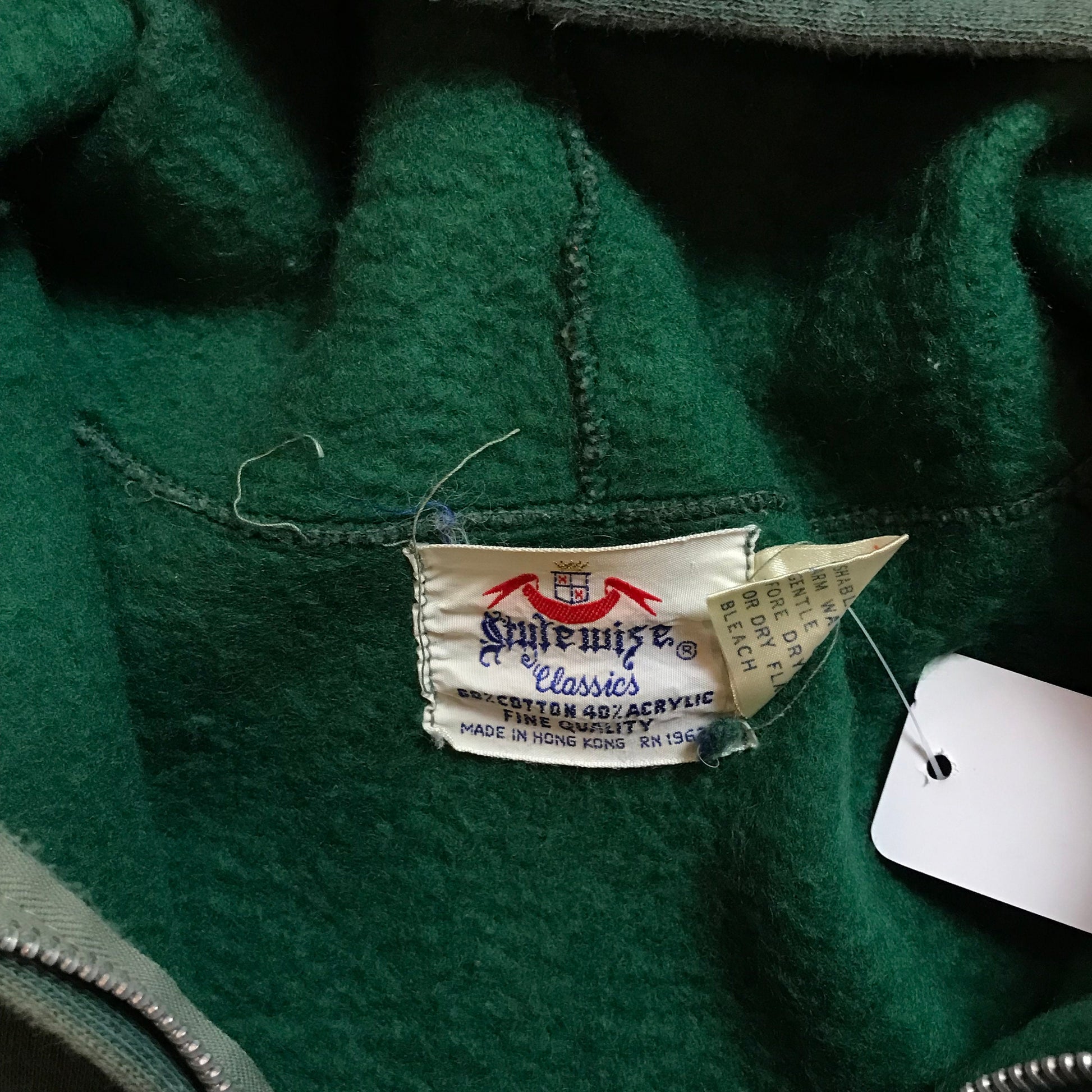 1980s Sunfaded Green Zip-Up Hoodie Sweatshirt Size XS/S
