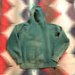 1980s Sunfaded Green Zip-Up Hoodie Sweatshirt Size XS/S
