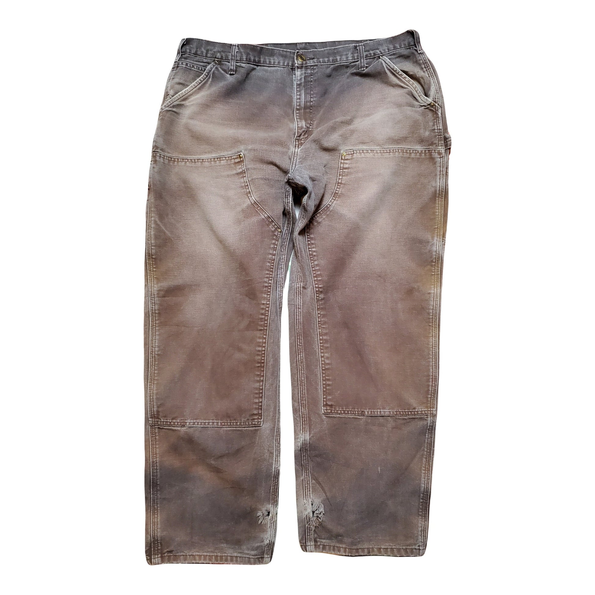 2000s Faded Brown Carhartt Double Knee Work Pants Size 41x29.5