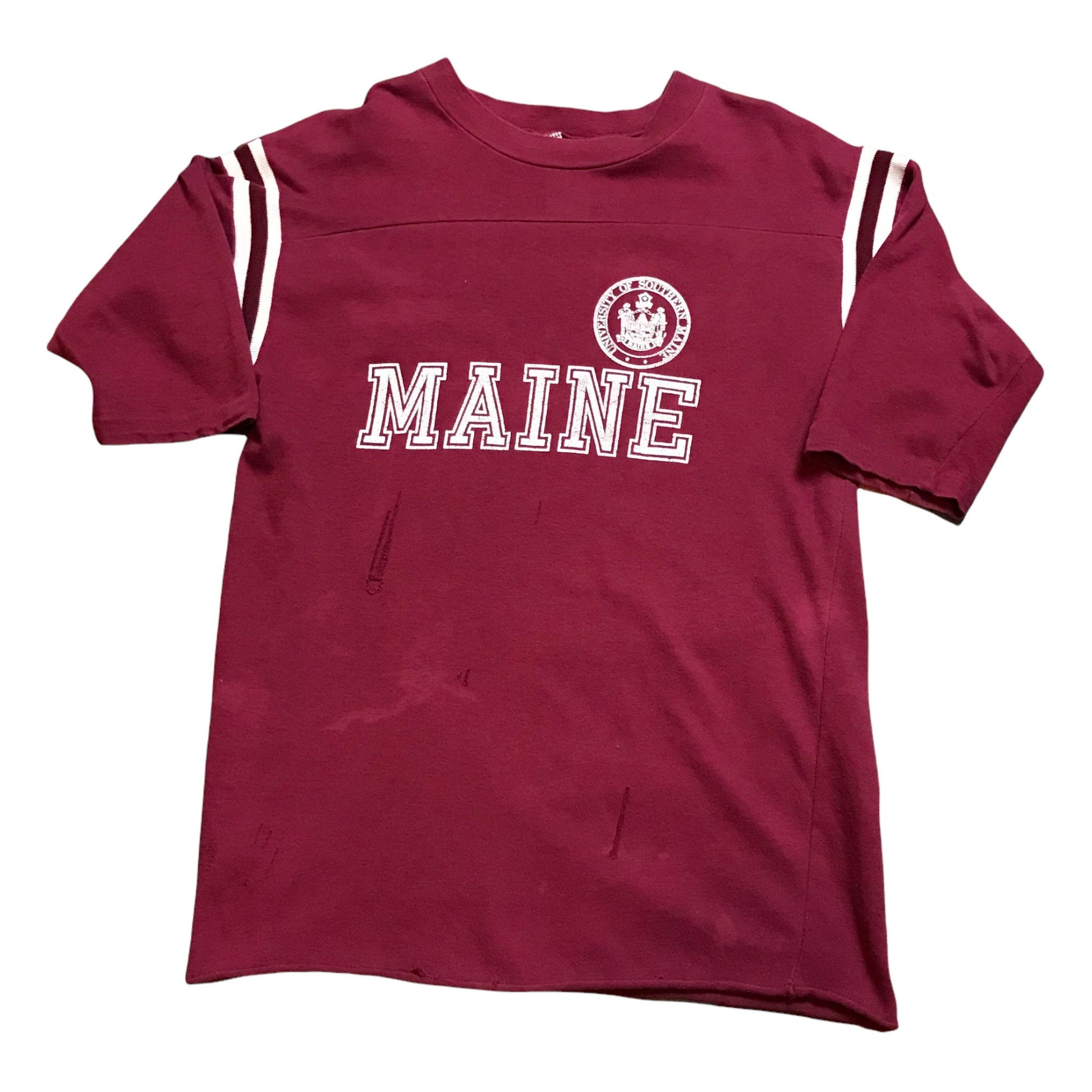 1970s/1980s University of Southern Maine Varsity Style T-Shirt Made in USA Size S/M