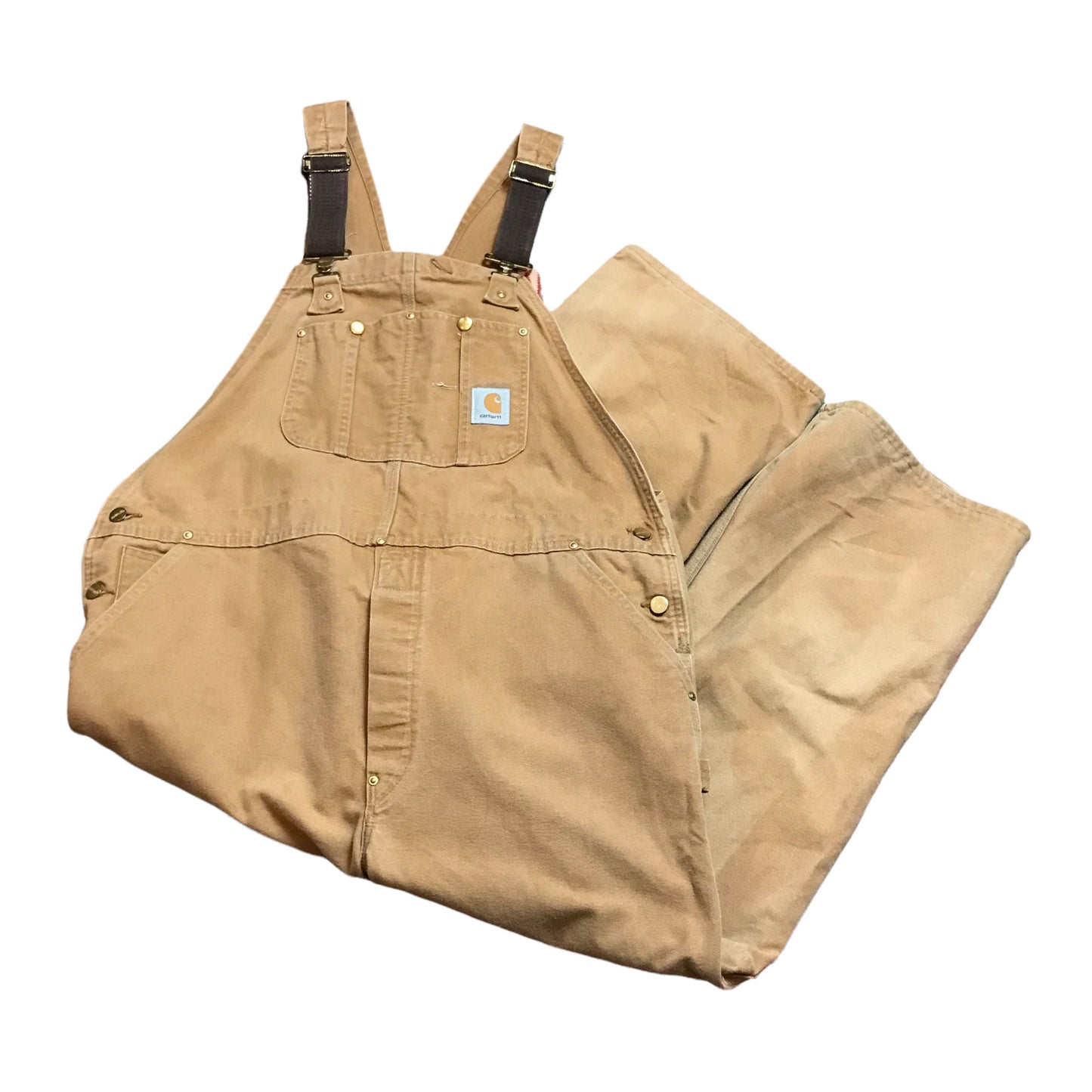 1990s Tan Carhartt Double Knee Overalls Made in USA Size 42x26.5