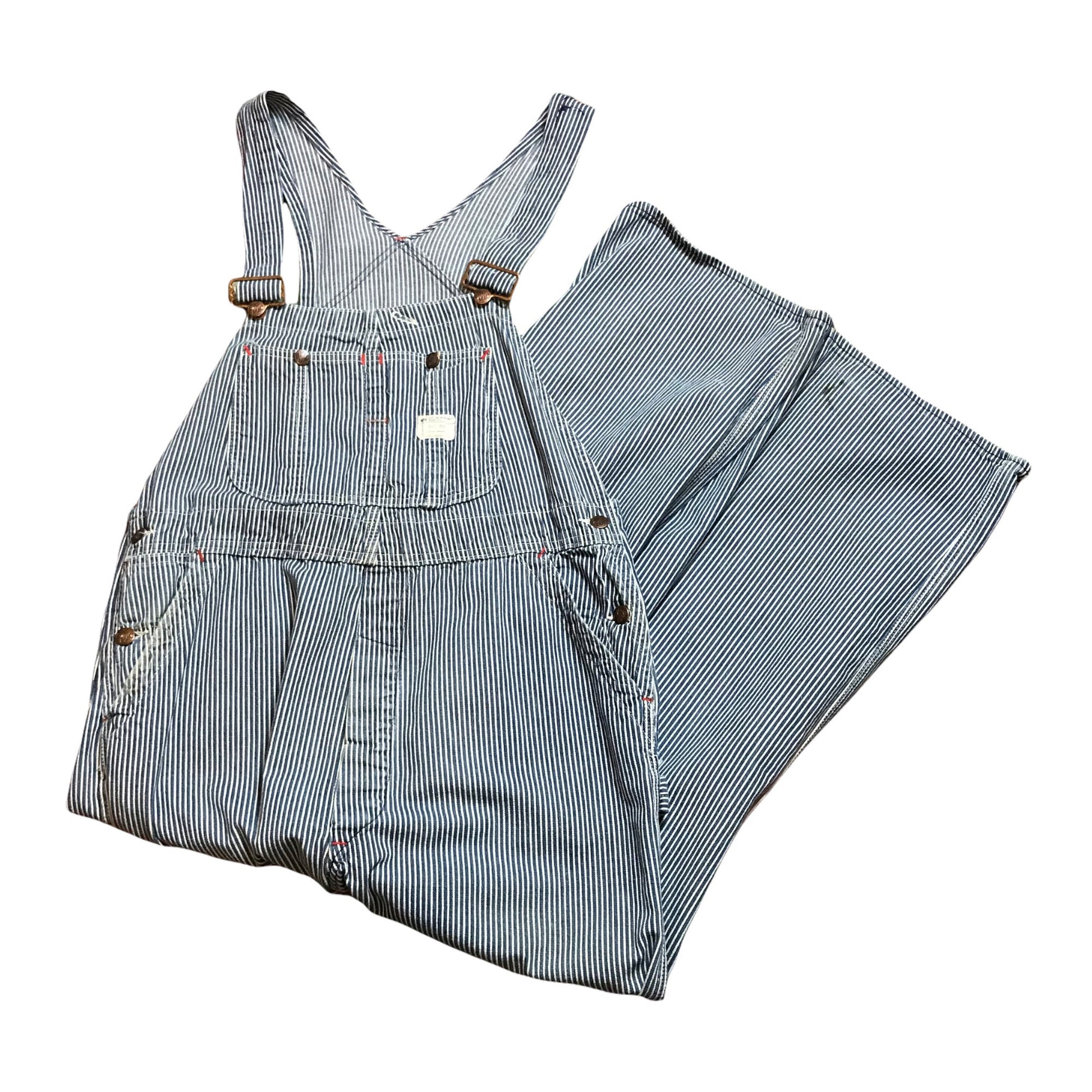 1970s Penneys Big Mac Hickory Striped Overalls Made in USA Size 38x28