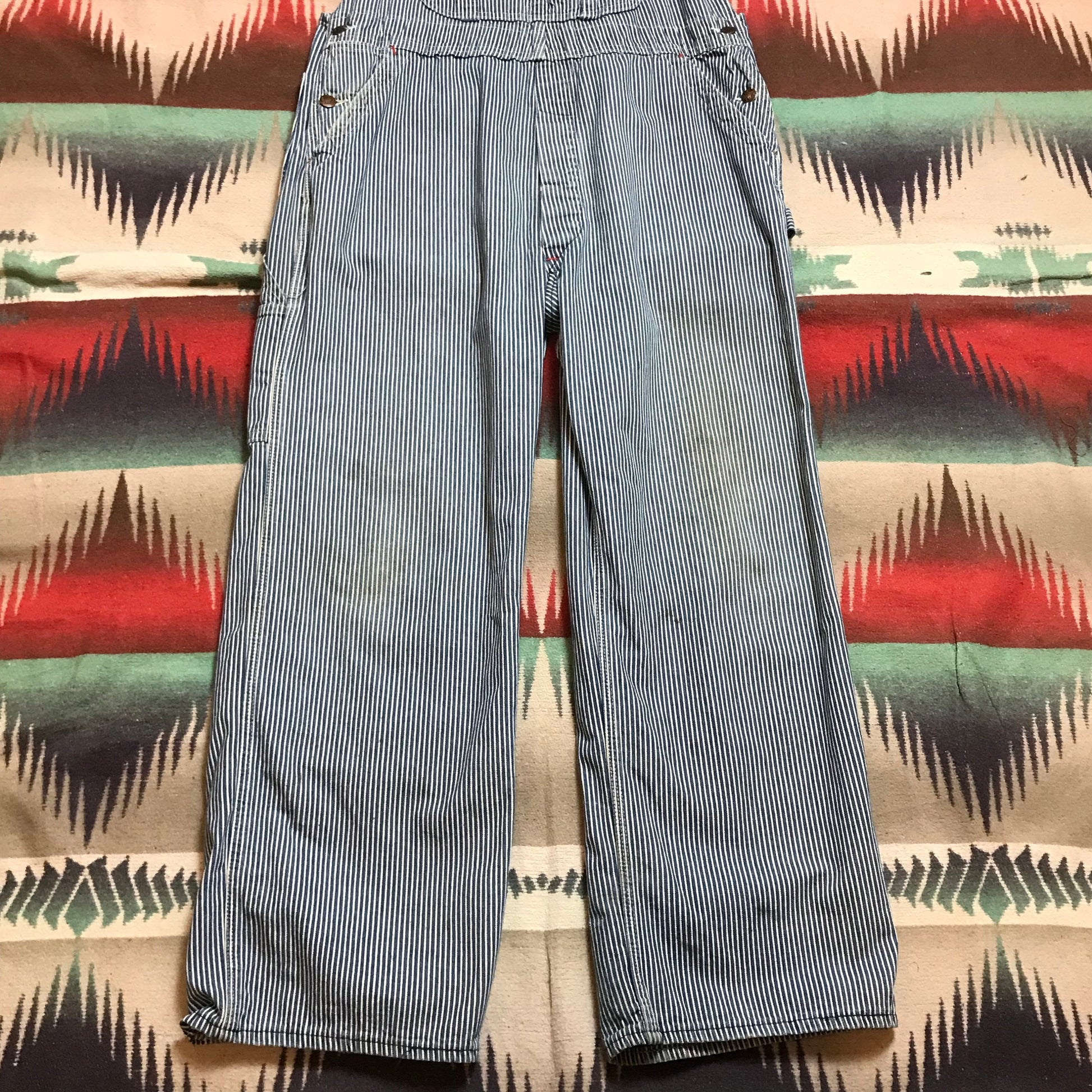 1970s Penneys Big Mac Hickory Striped Overalls Made in USA Size 38x28
