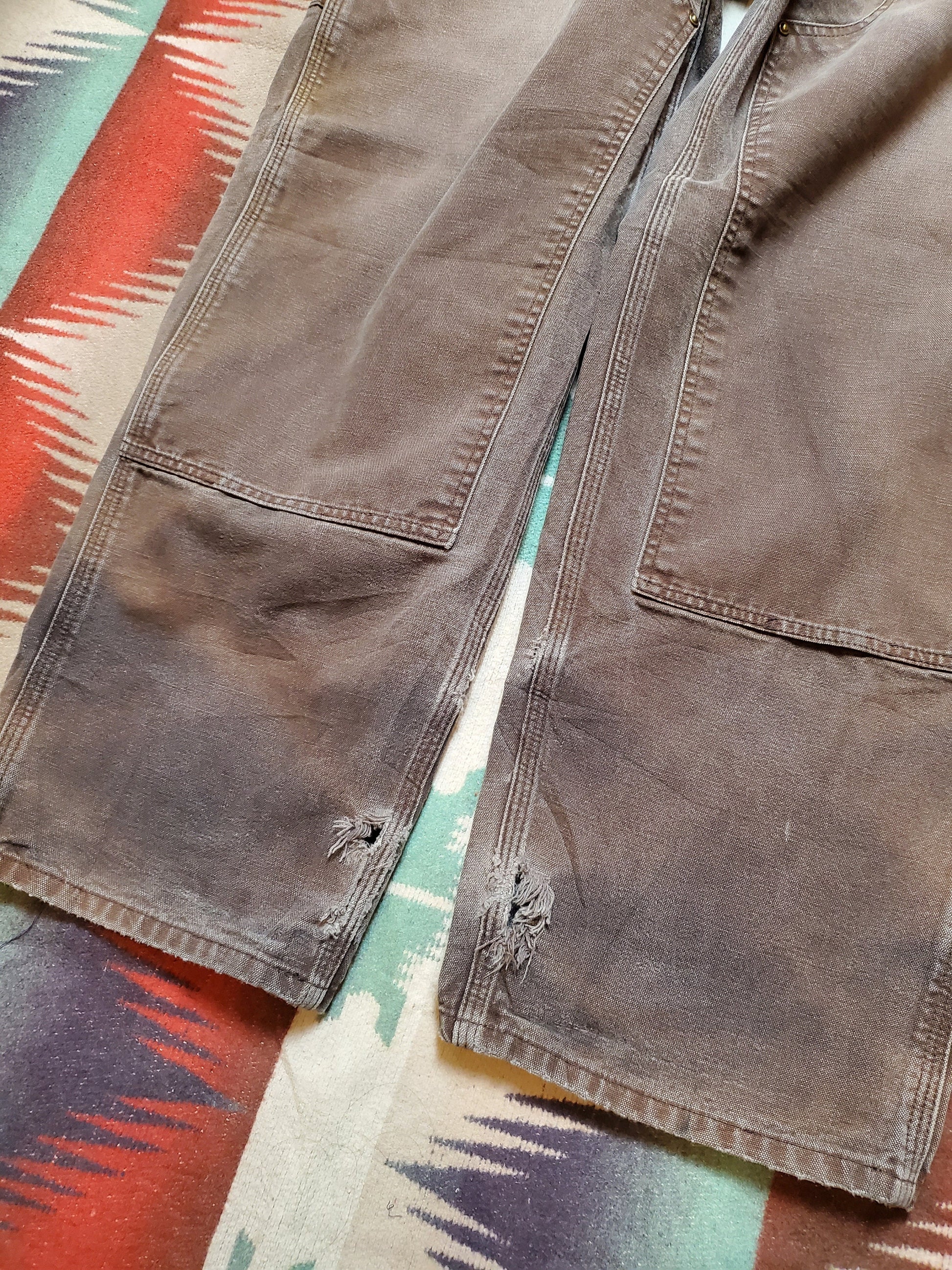 2000s Faded Brown Carhartt Double Knee Work Pants Size 41x29.5