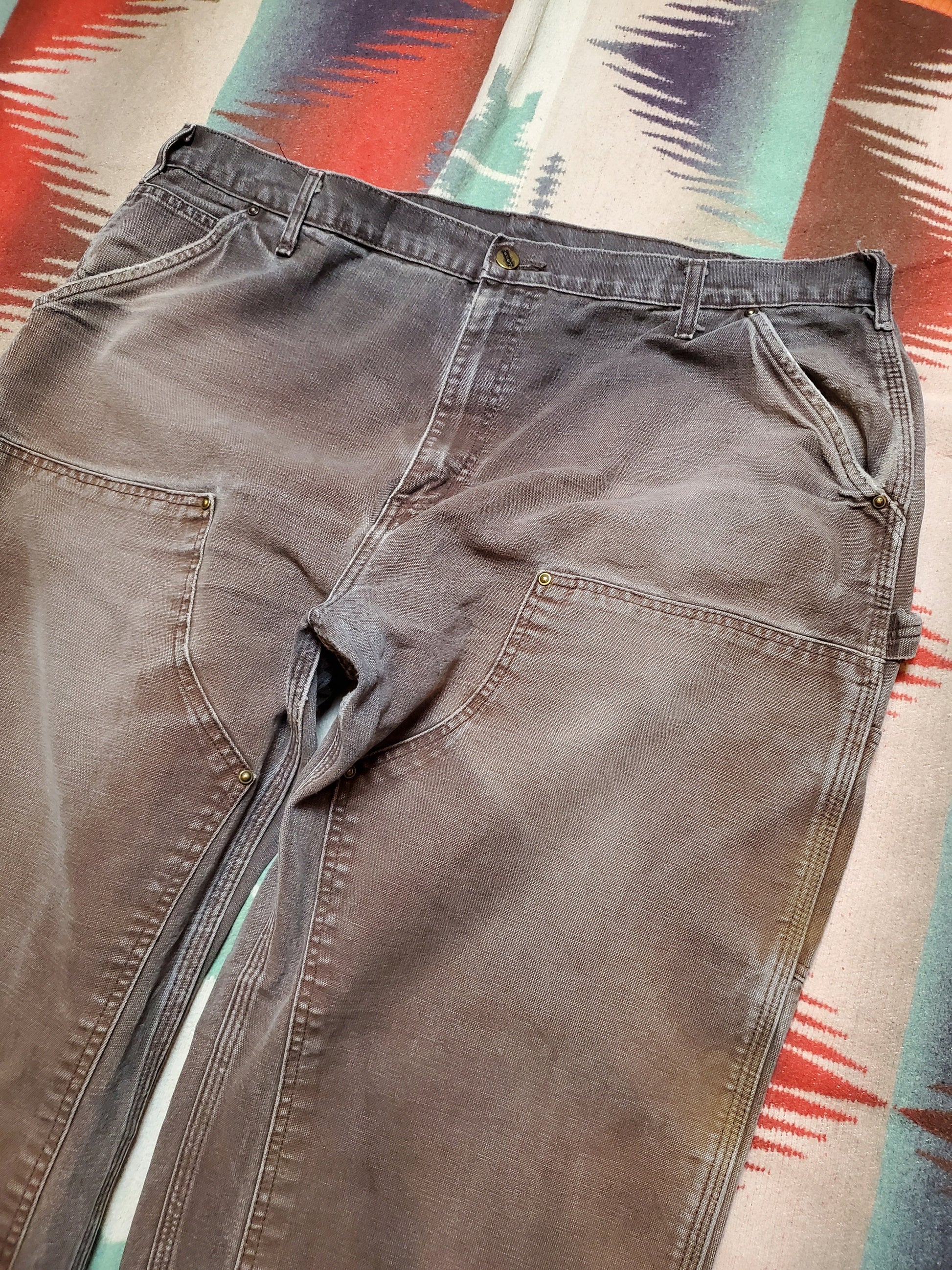 2000s Faded Brown Carhartt Double Knee Work Pants Size 41x29.5