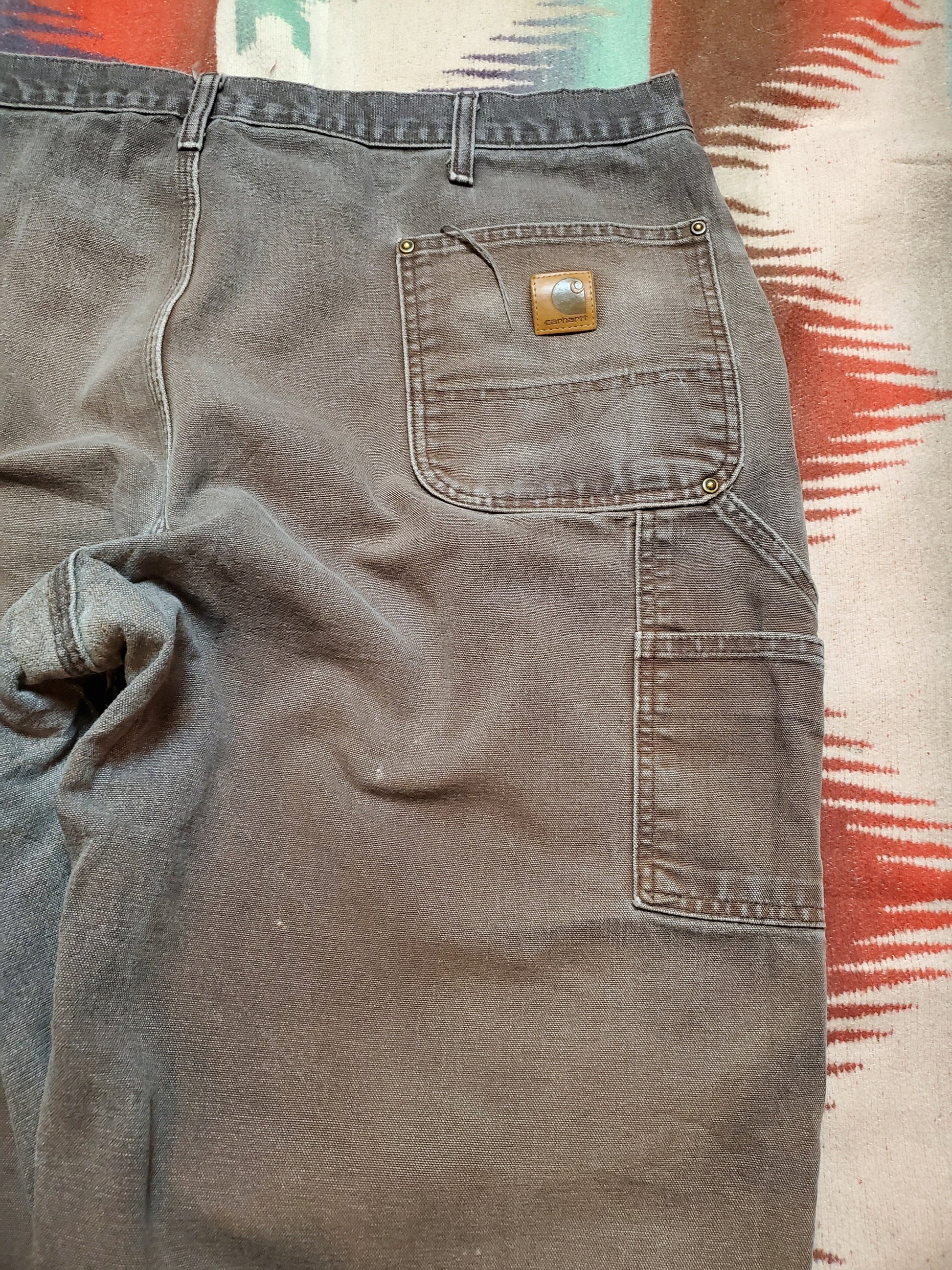2000s Faded Brown Carhartt Double Knee Work Pants Size 41x29.5