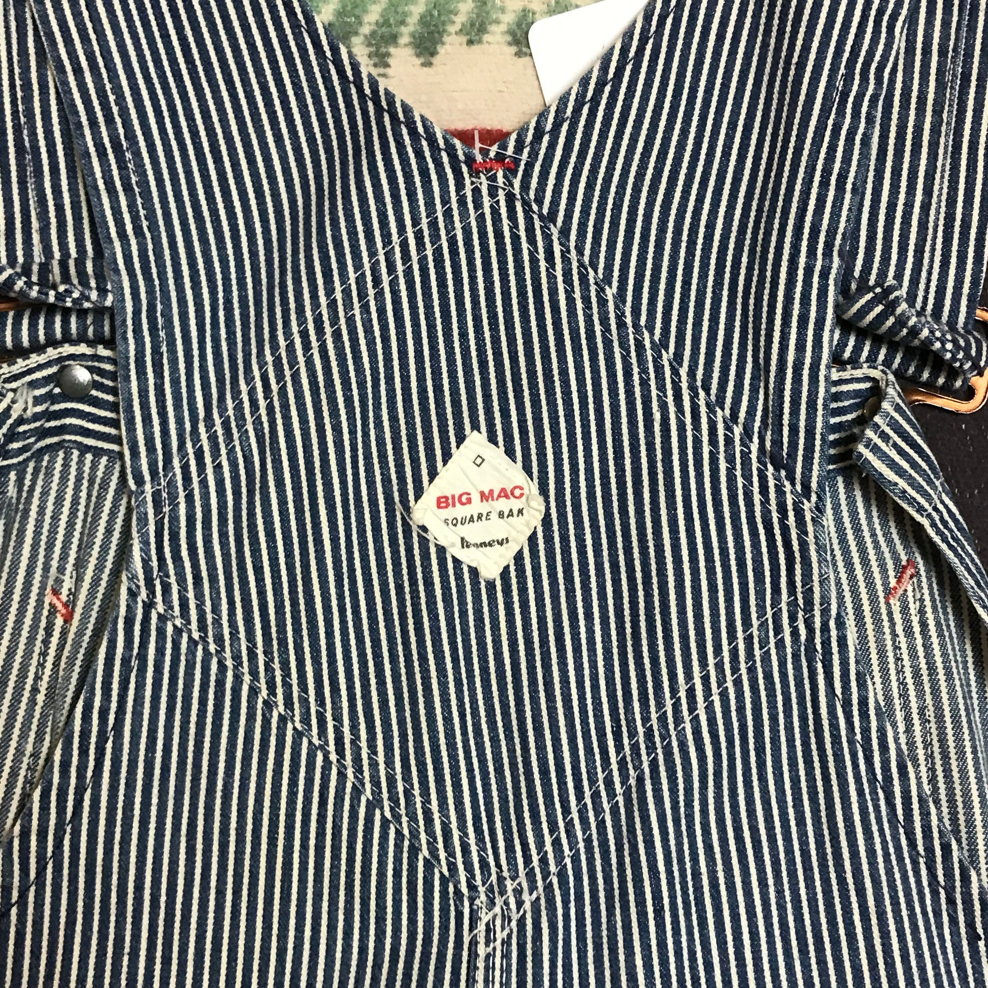 1970s Penneys Big Mac Hickory Striped Overalls Made in USA Size 38x28