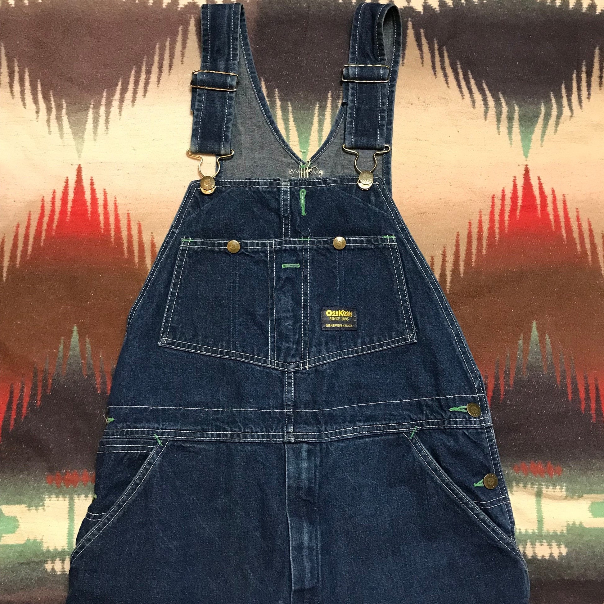 1980s Oshkosh Vestbak Denim Overalls Made in USA Size 34x33