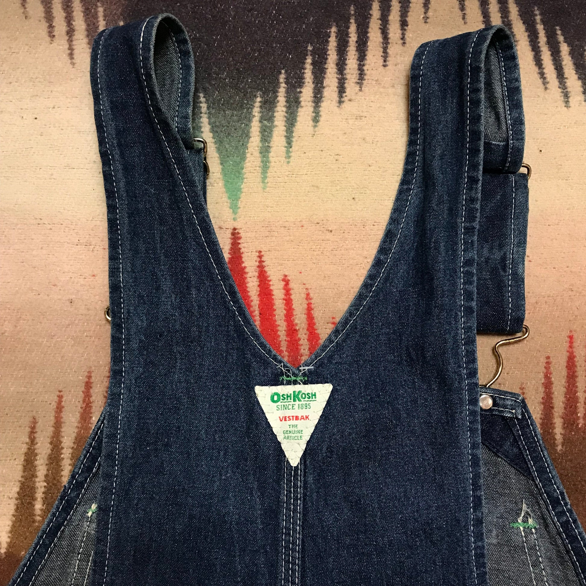 1980s Oshkosh Vestbak Denim Overalls Made in USA Size 34x33