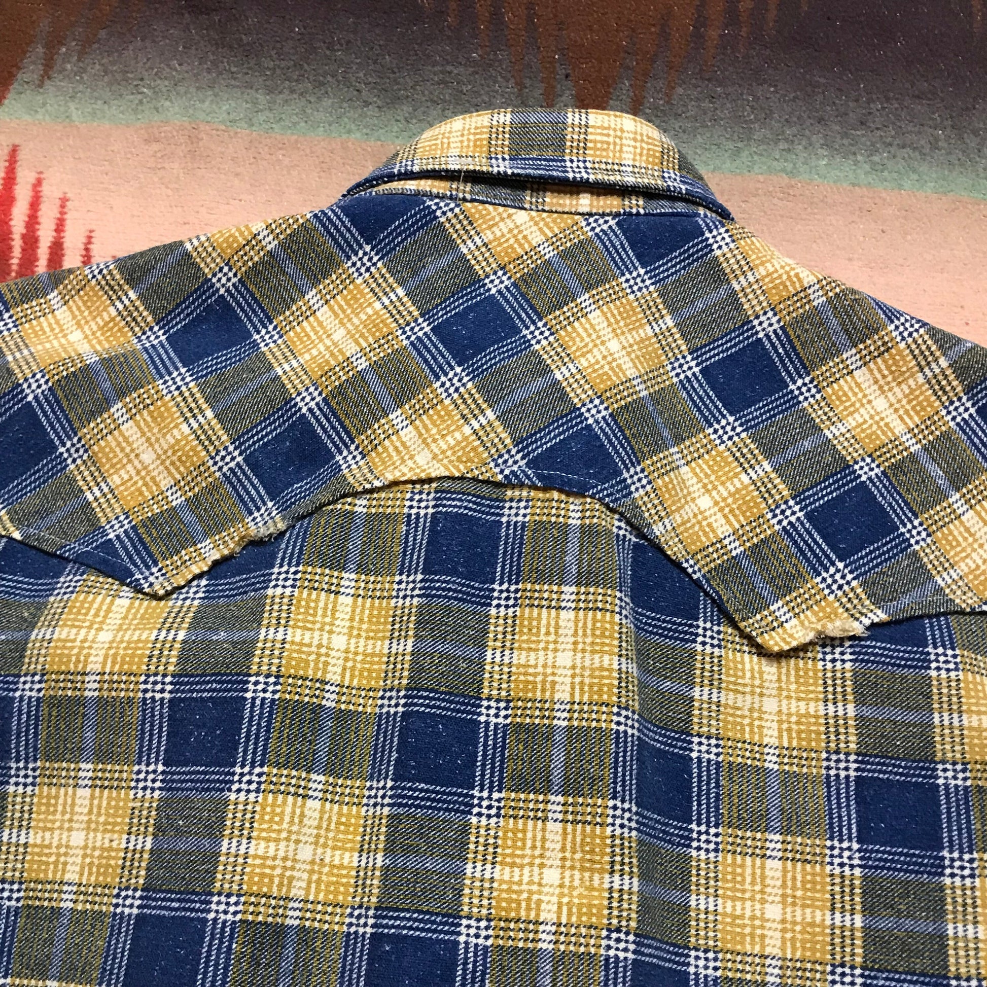 1970s Fruit of the Loom Printed Cotton Flannel Western Shirt Size L/XL