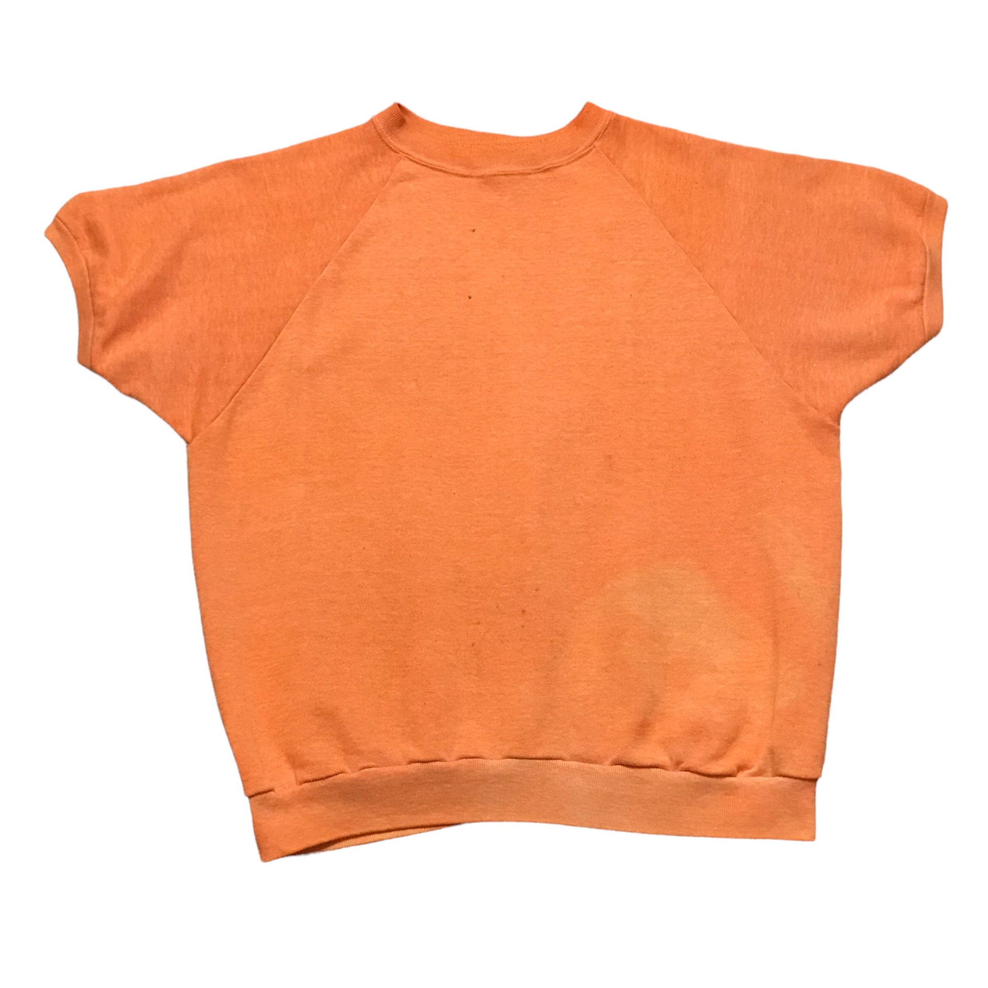 1980s Faded Orange Short Sleeve Raglan Sweatshirt Made in USA Size M