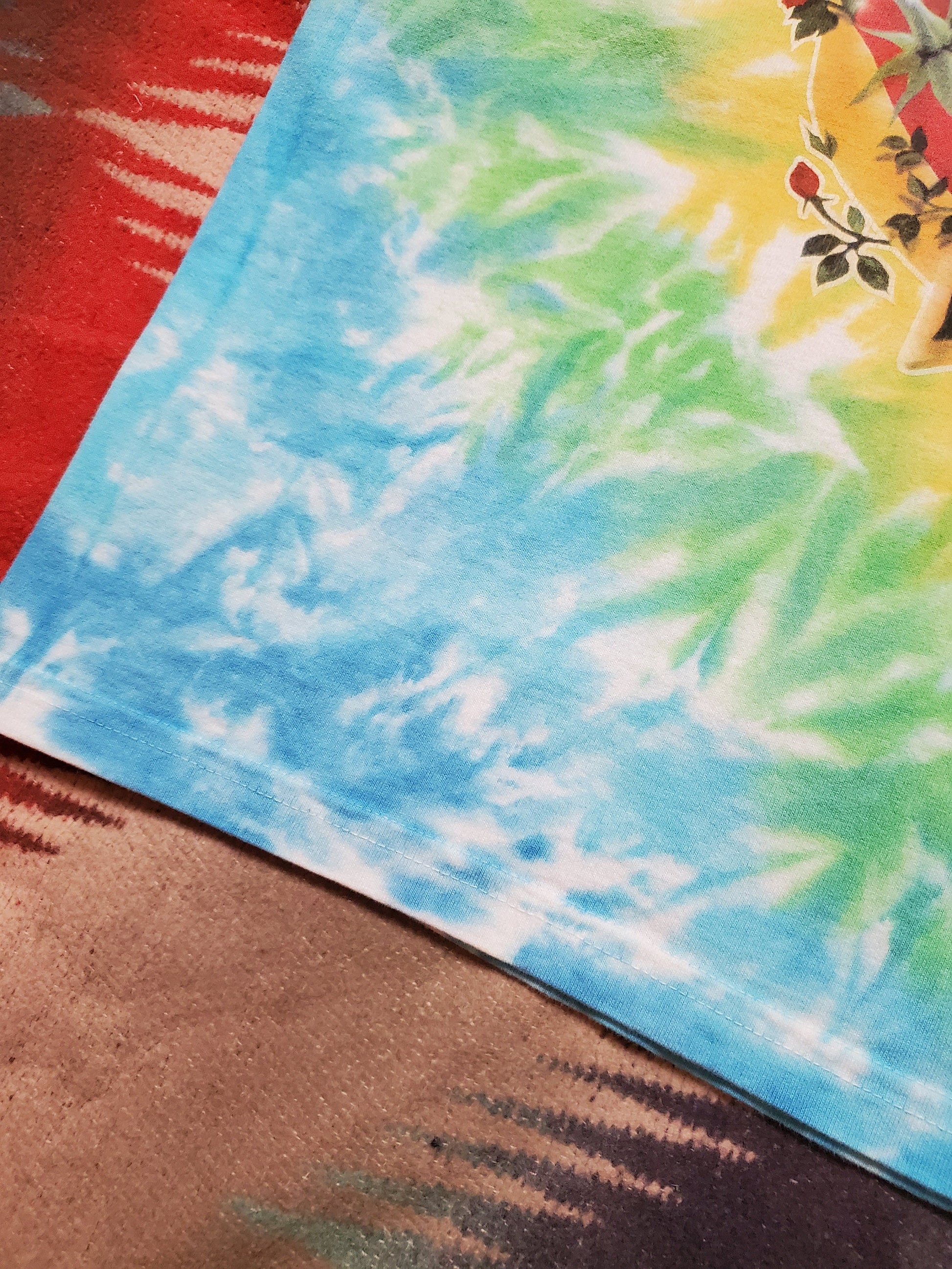 1990s Liquid Blue Grateful Dead Let it Grow Farmer Here Comes the Sunshine Tie Dye T-Shirt Made in USA Size XL