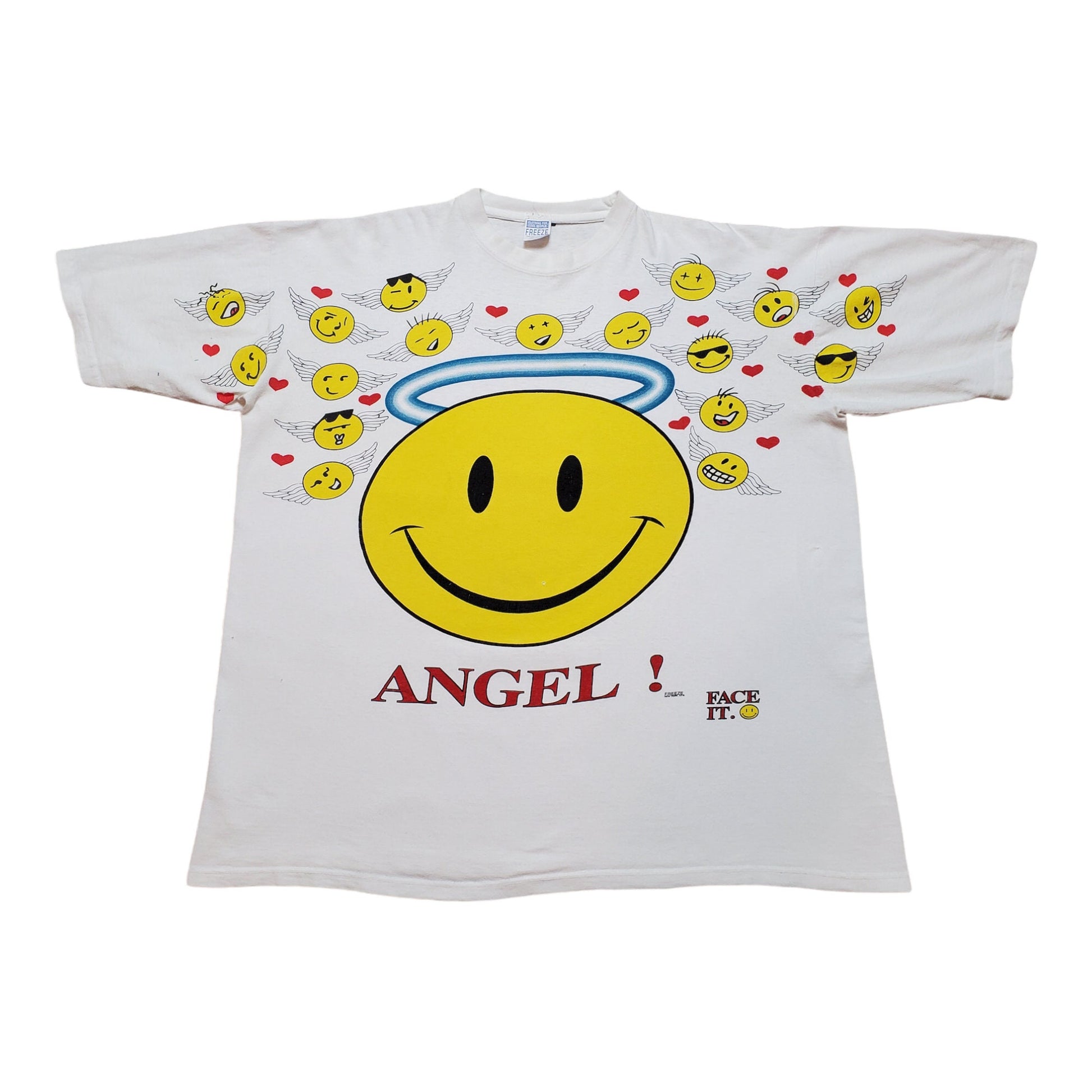 1990s/2000s Freeze Face It Angel Smiley Face T-Shirt Size XL/XXL