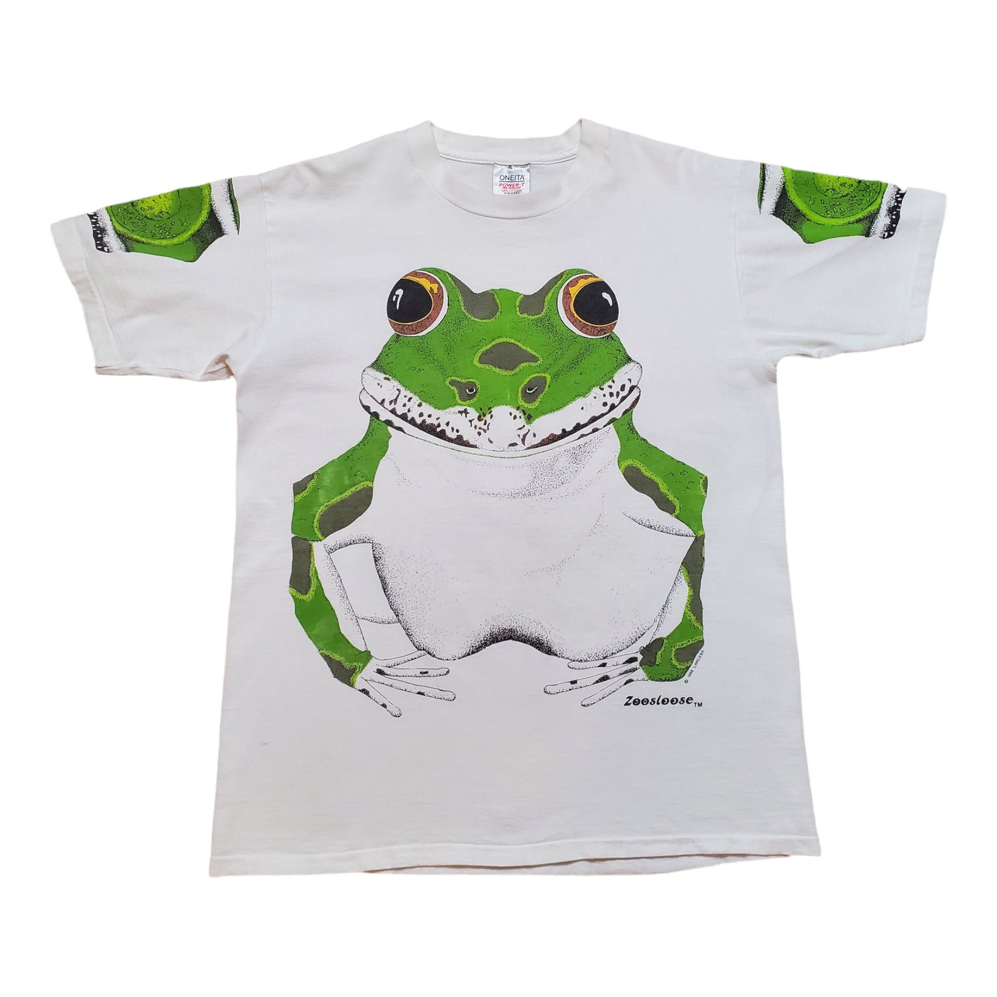 1980s Zoosloose Leopard Frog All Over Print T-Shirt Made in USA Size L