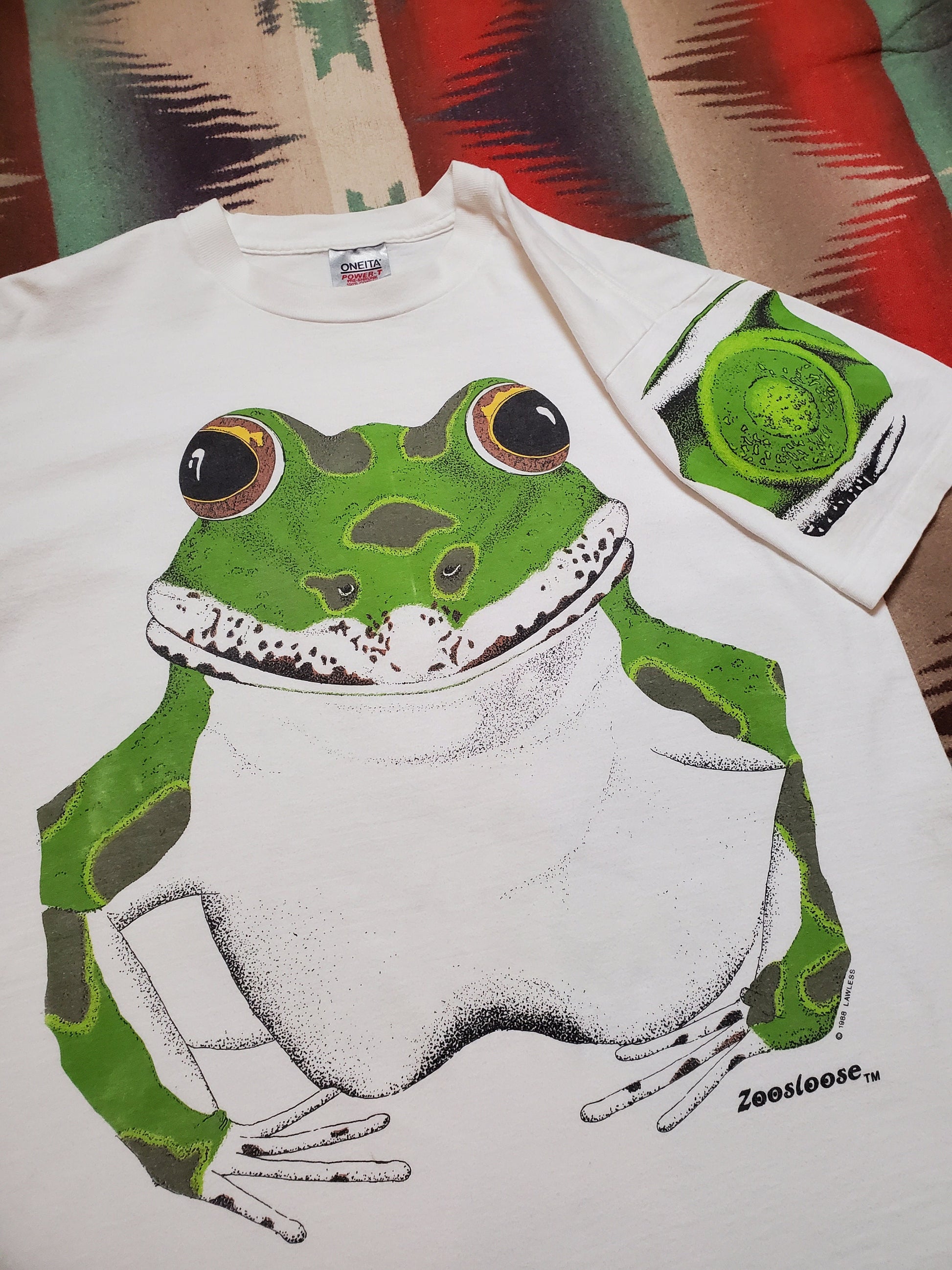 1980s Zoosloose Leopard Frog All Over Print T-Shirt Made in USA Size L