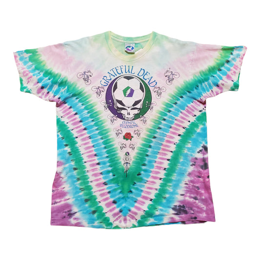 1990s Liquid Blue Grateful Dead Playin' in the Field Los Angeles Olympic Velodrome Tie Dye T-Shirt Made in USA Size L/XL