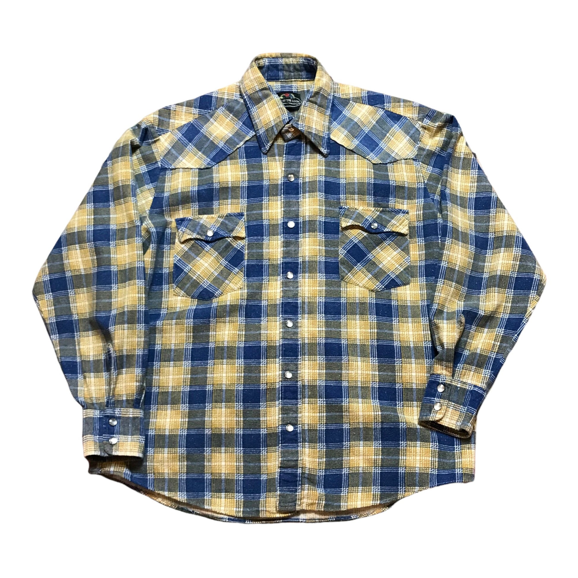 1970s Fruit of the Loom Printed Cotton Flannel Western Shirt Size L/XL