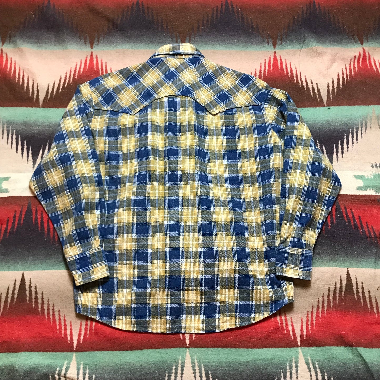 1970s Fruit of the Loom Printed Cotton Flannel Western Shirt Size L/XL