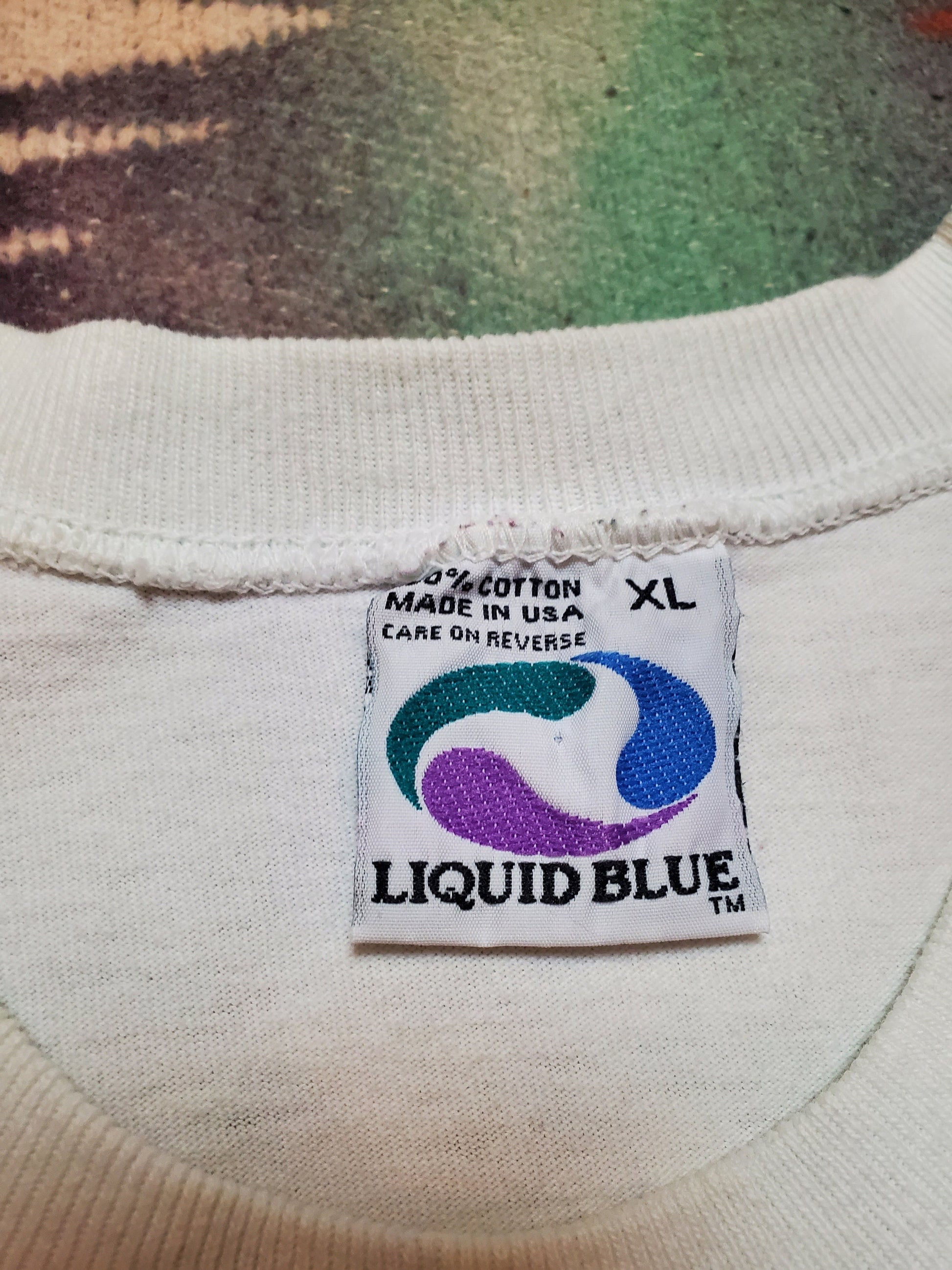 1990s Liquid Blue Grateful Dead Let it Grow Farmer Here Comes the Sunshine Tie Dye T-Shirt Made in USA Size XL