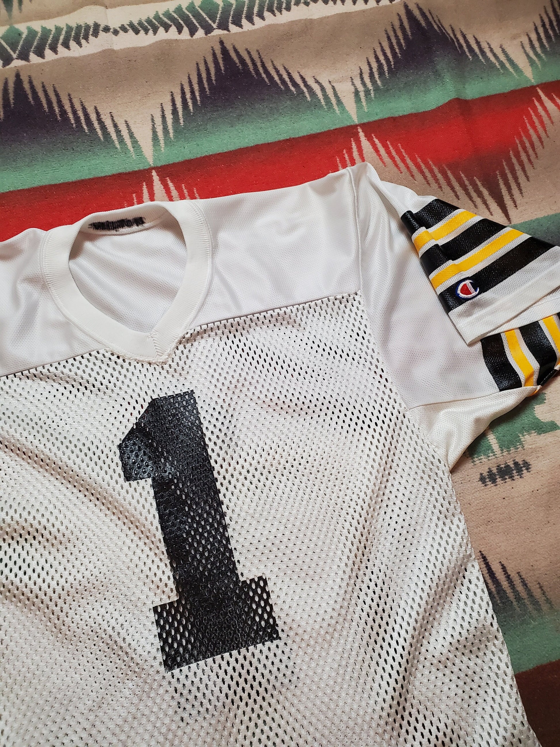1980s Champion Nylon Mesh Football Jersey Made in USA Size M