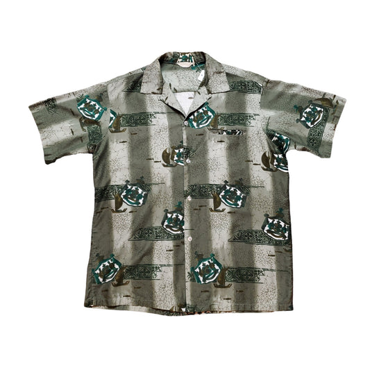 1960s Tropicana Loop Collar Hawaiian Shirt Made in USA Size L