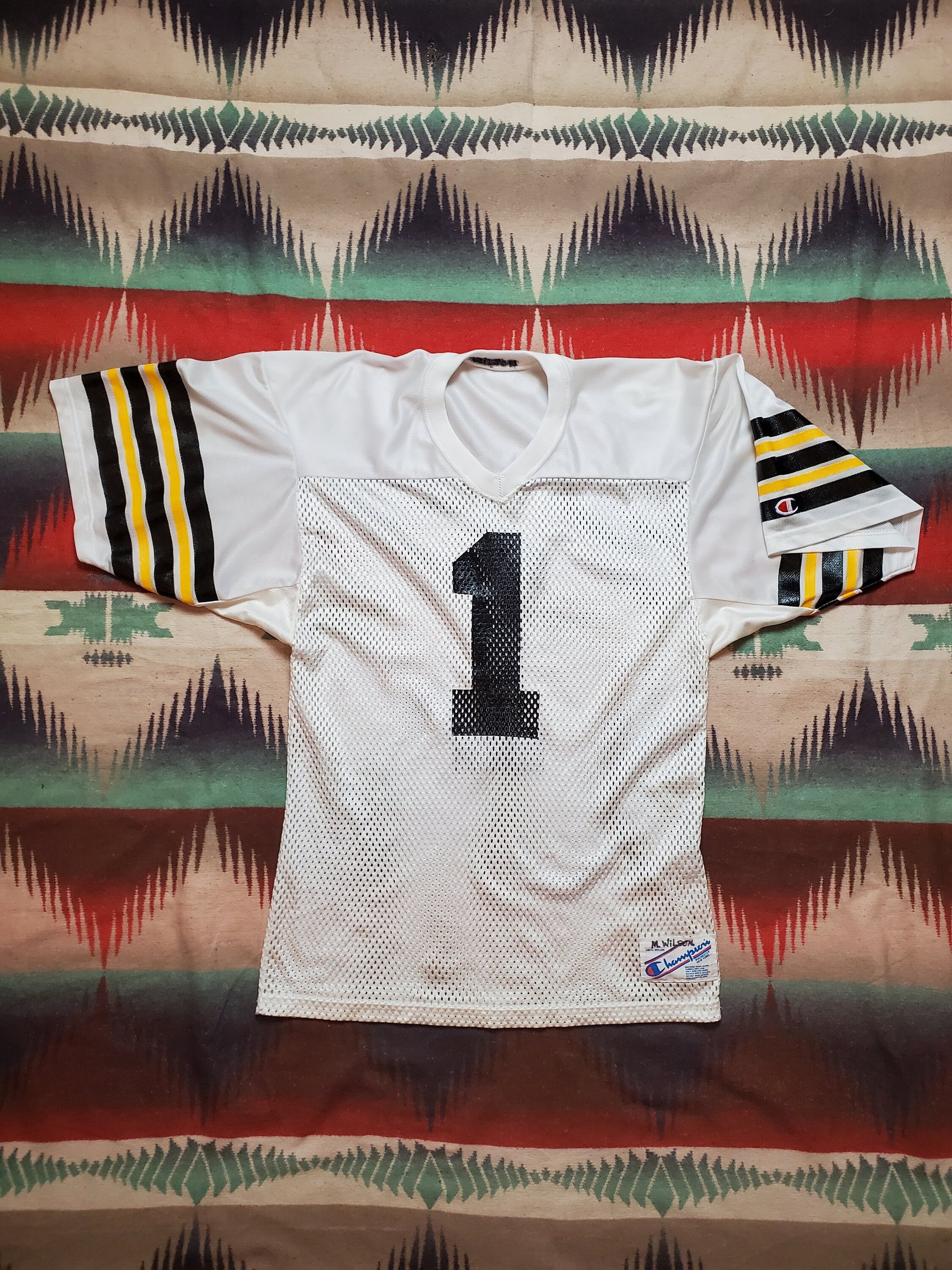 1980s Champion Nylon Mesh Football Jersey Made in USA Size M