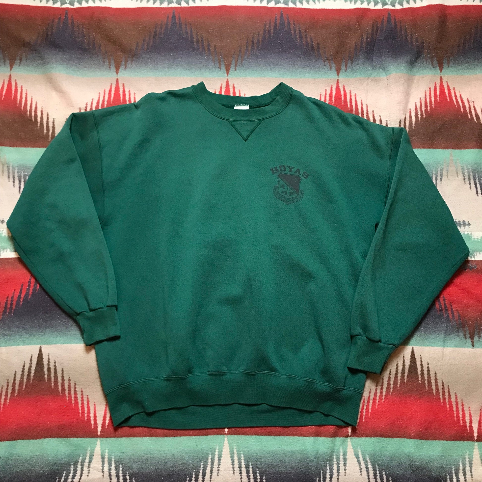 1990s MJ Soffe USAF Hoyas Reflective Print Sweatshirt Made in USA Size xxl