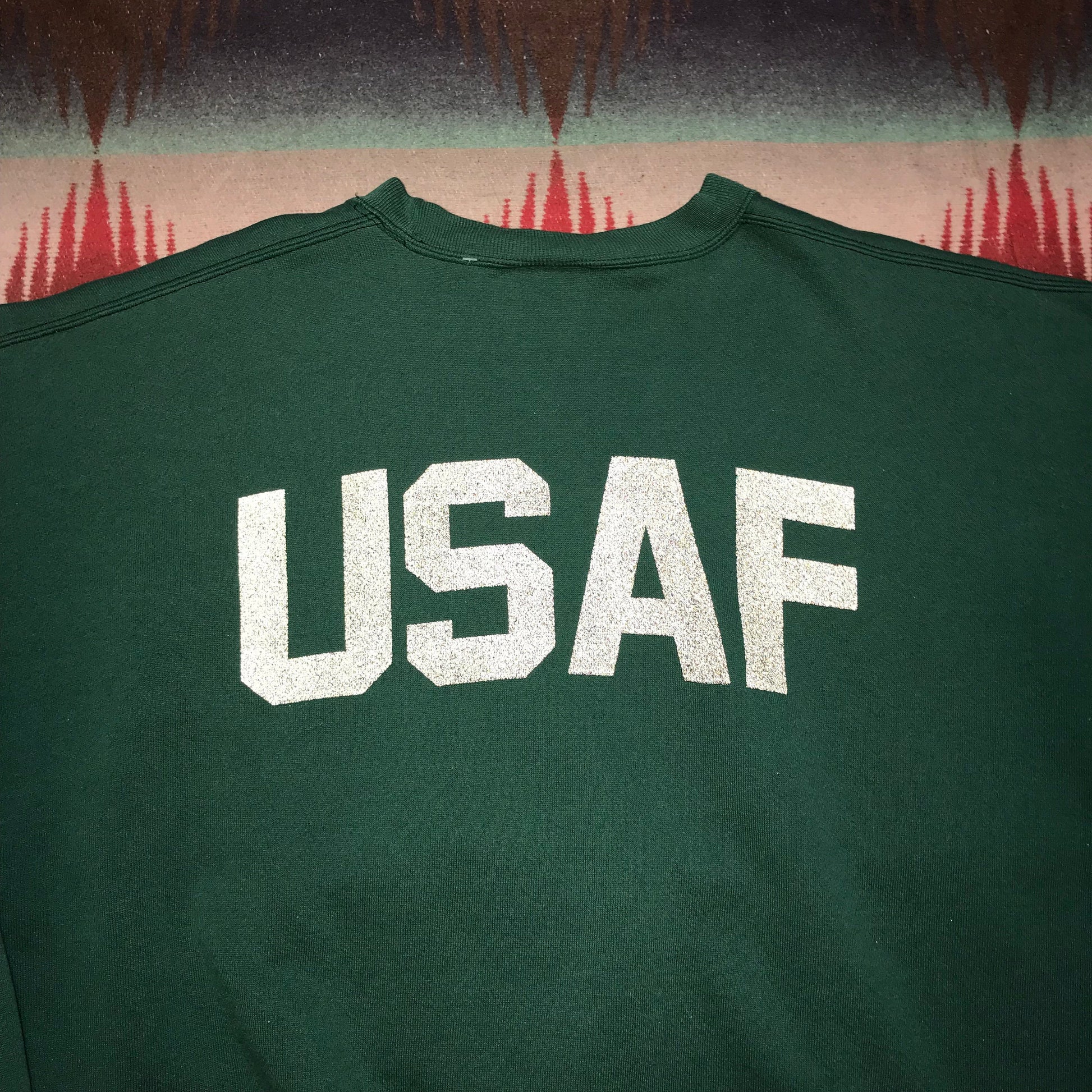 1990s MJ Soffe USAF Hoyas Reflective Print Sweatshirt Made in USA Size xxl