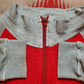 1980s Two Tone Grey/Red Zip Up Sweatshirt Size S