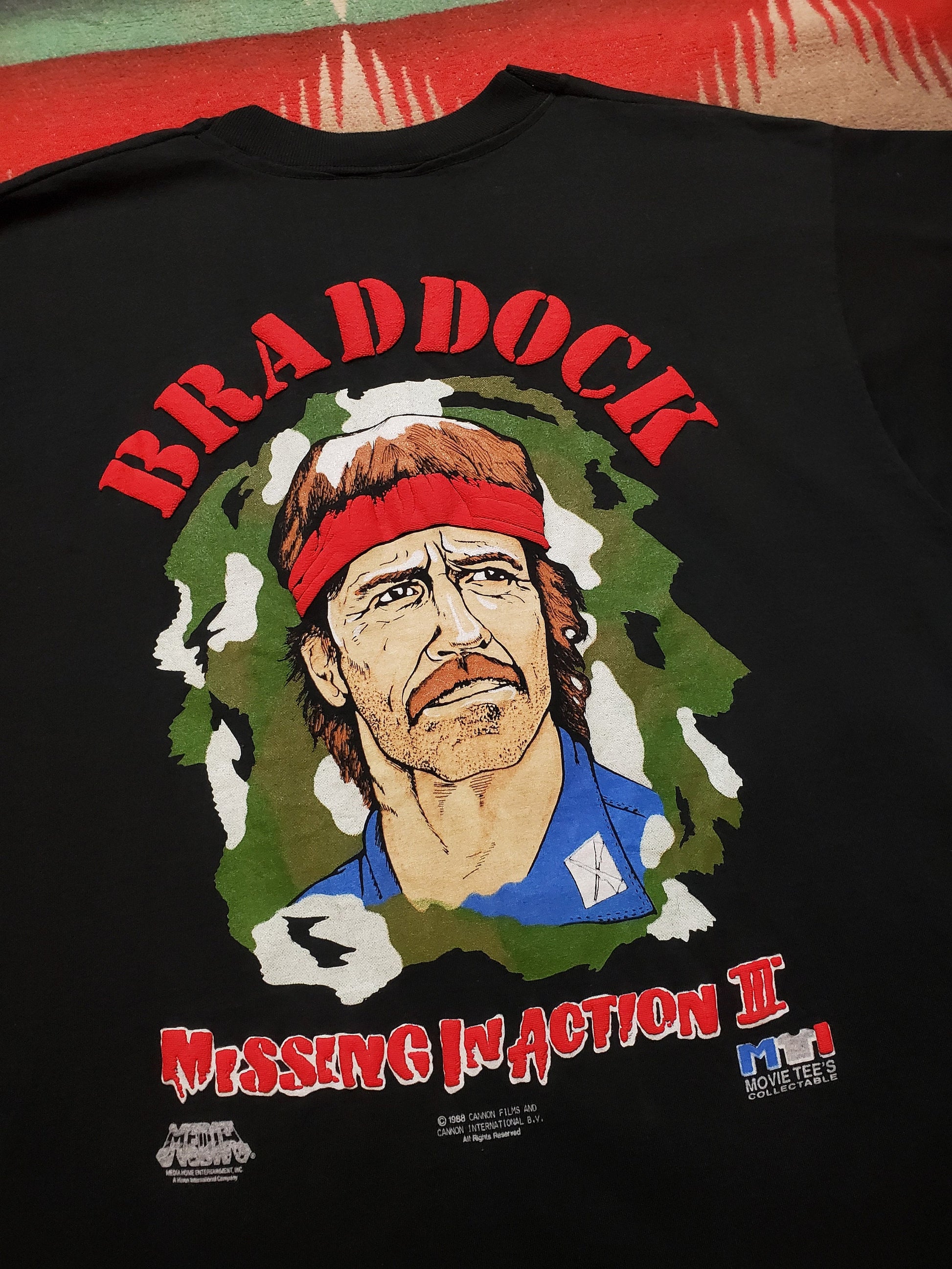 1980s Braddock MIA 3 Chuck Norris Movie T-Shirt Made in USA Size L