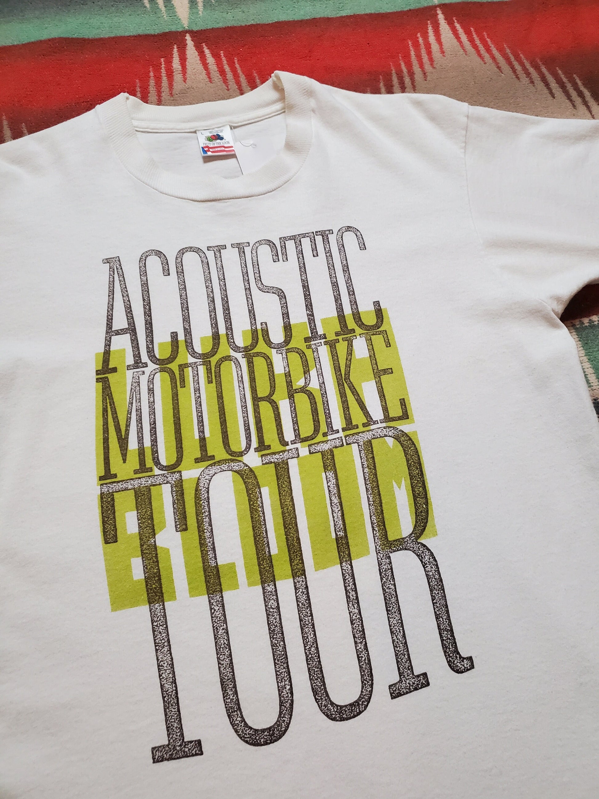 1990s Luka Bloom Acoustic Motorbike Tour T-Shirt Made in USA Size M